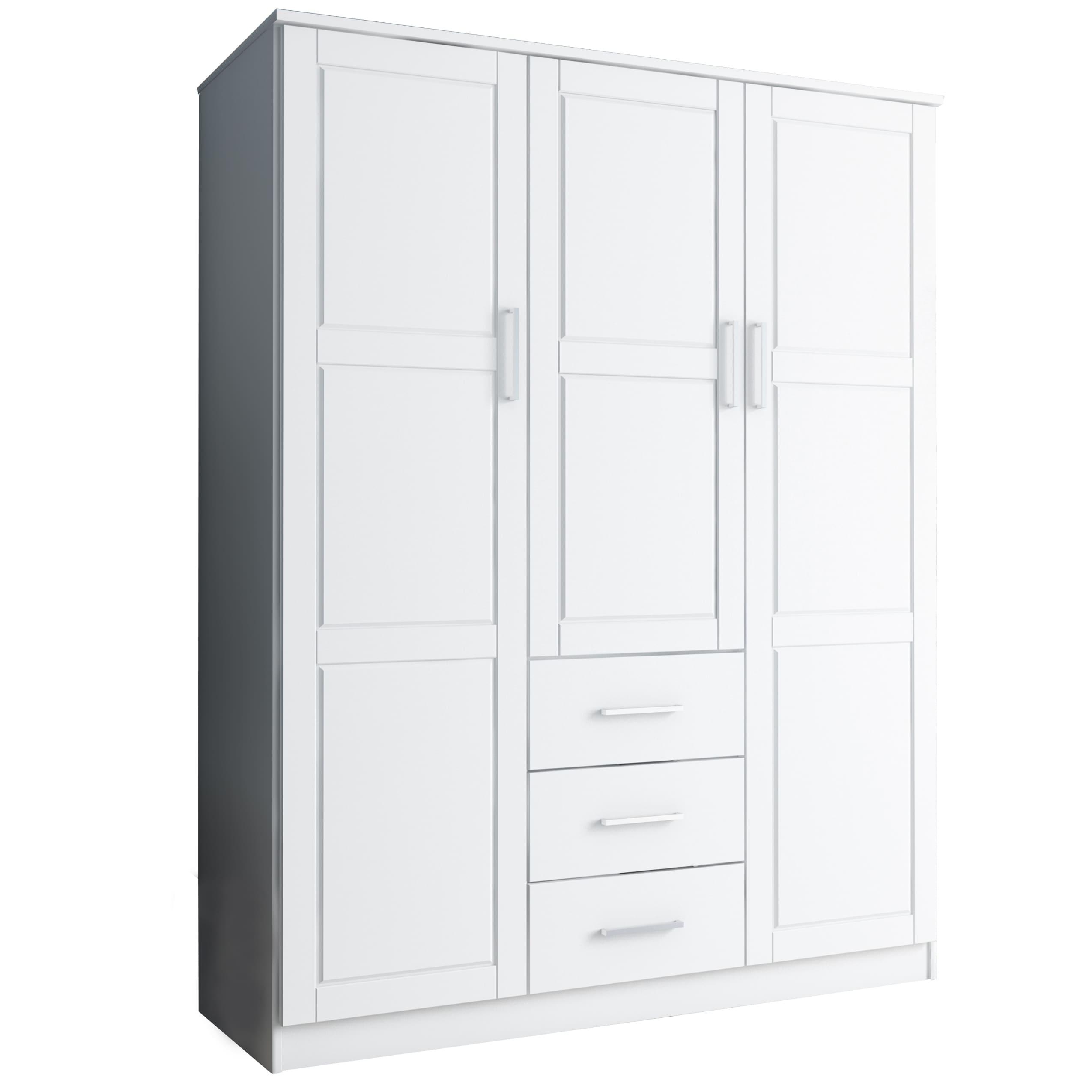 Palace Imports 100% Solid Wood Cosmo 3-Door Wardrobe Armoire with Solid Wood or Mirrored Doors