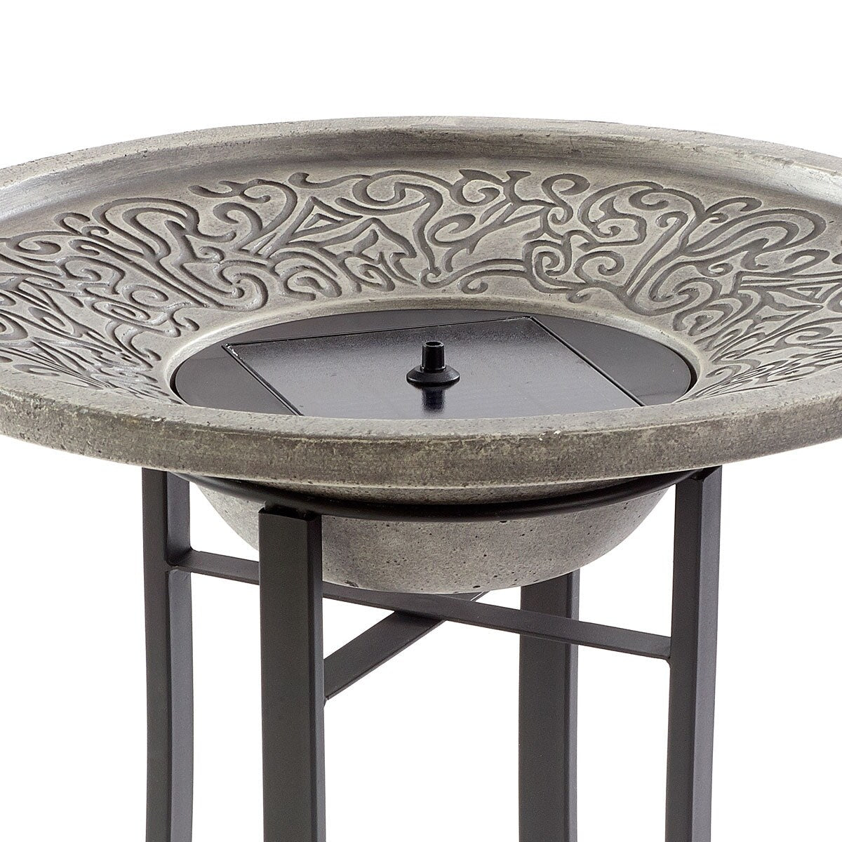 Perello intelliSOLAR Light Cement Birdbath with Remote - Distressed Grey