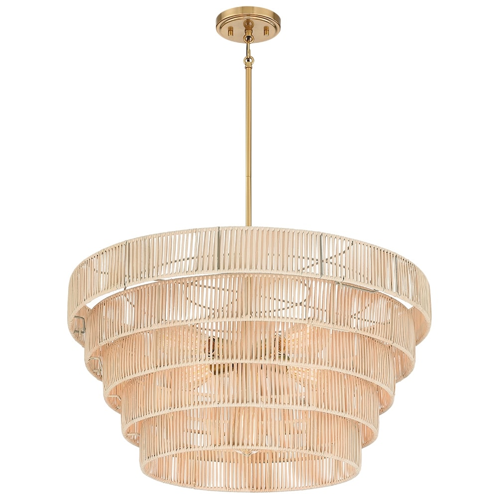 Piersan 5-Light Modern Bohemian Chandelier with Tiered Rattan Shade - 26 in. W