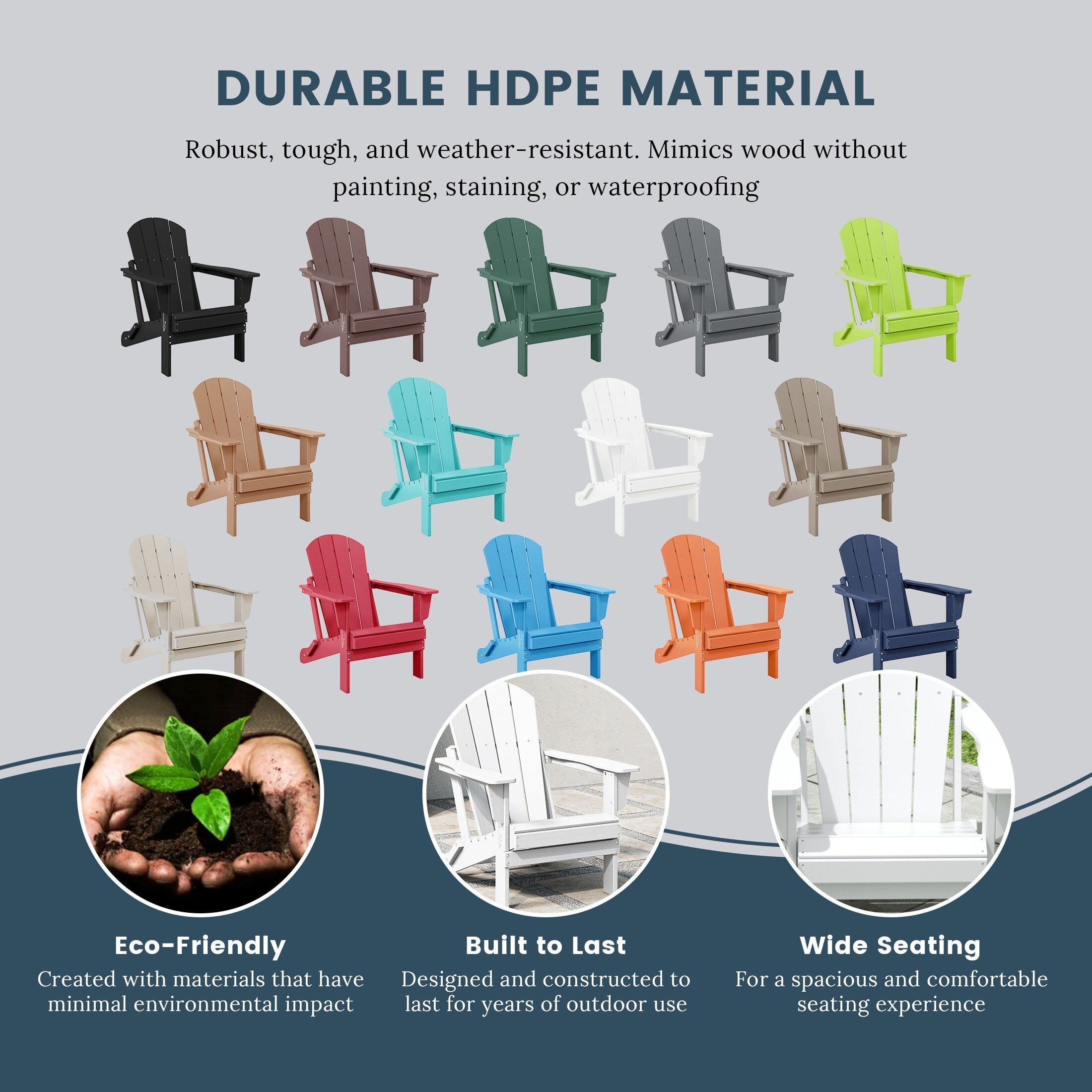 Polytrends Laguna Weather Resistant Outdoor Patio Folding Adirondack Chairs (Set of 2)