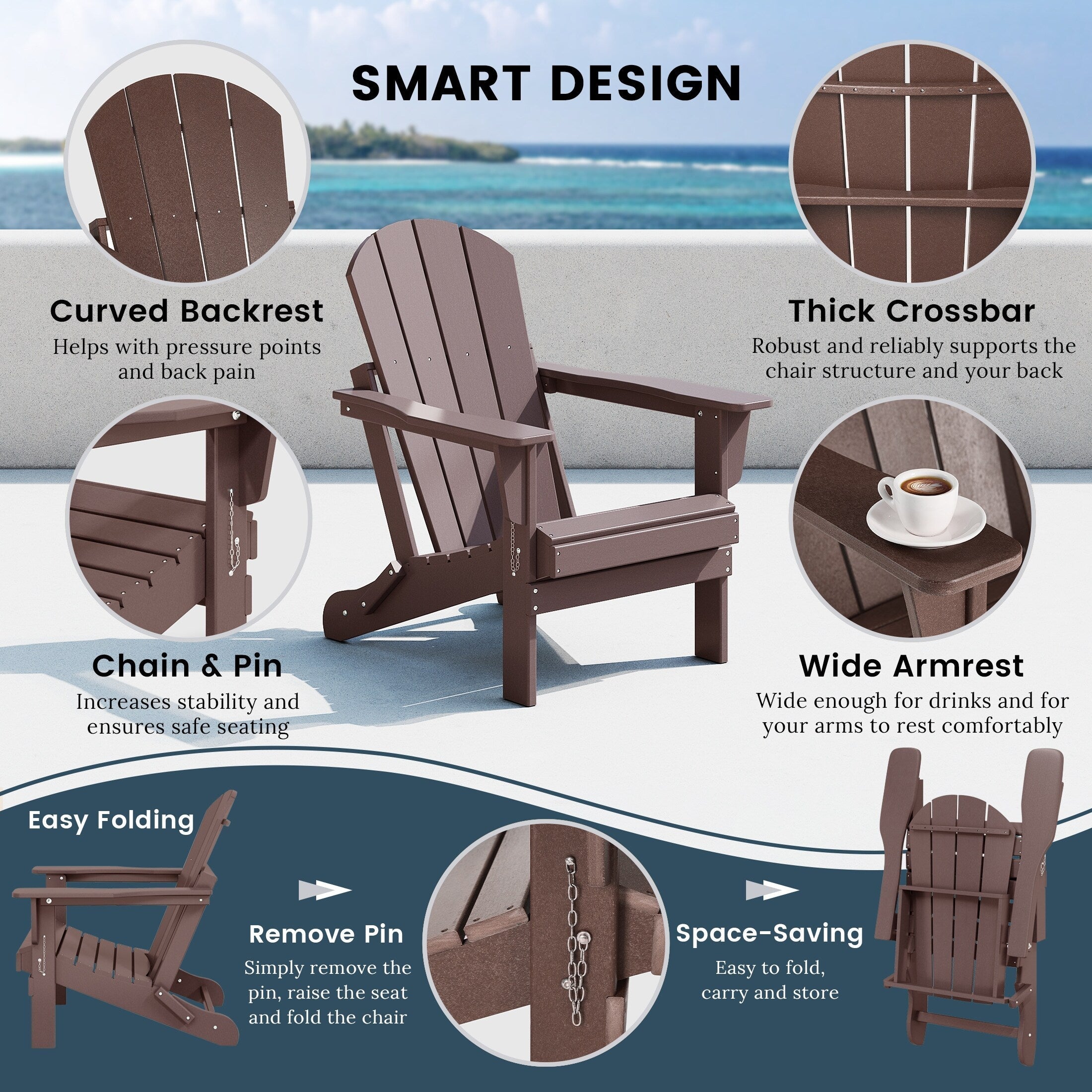Polytrends Laguna Weather Resistant Outdoor Patio Folding Adirondack Chairs (Set of 2)