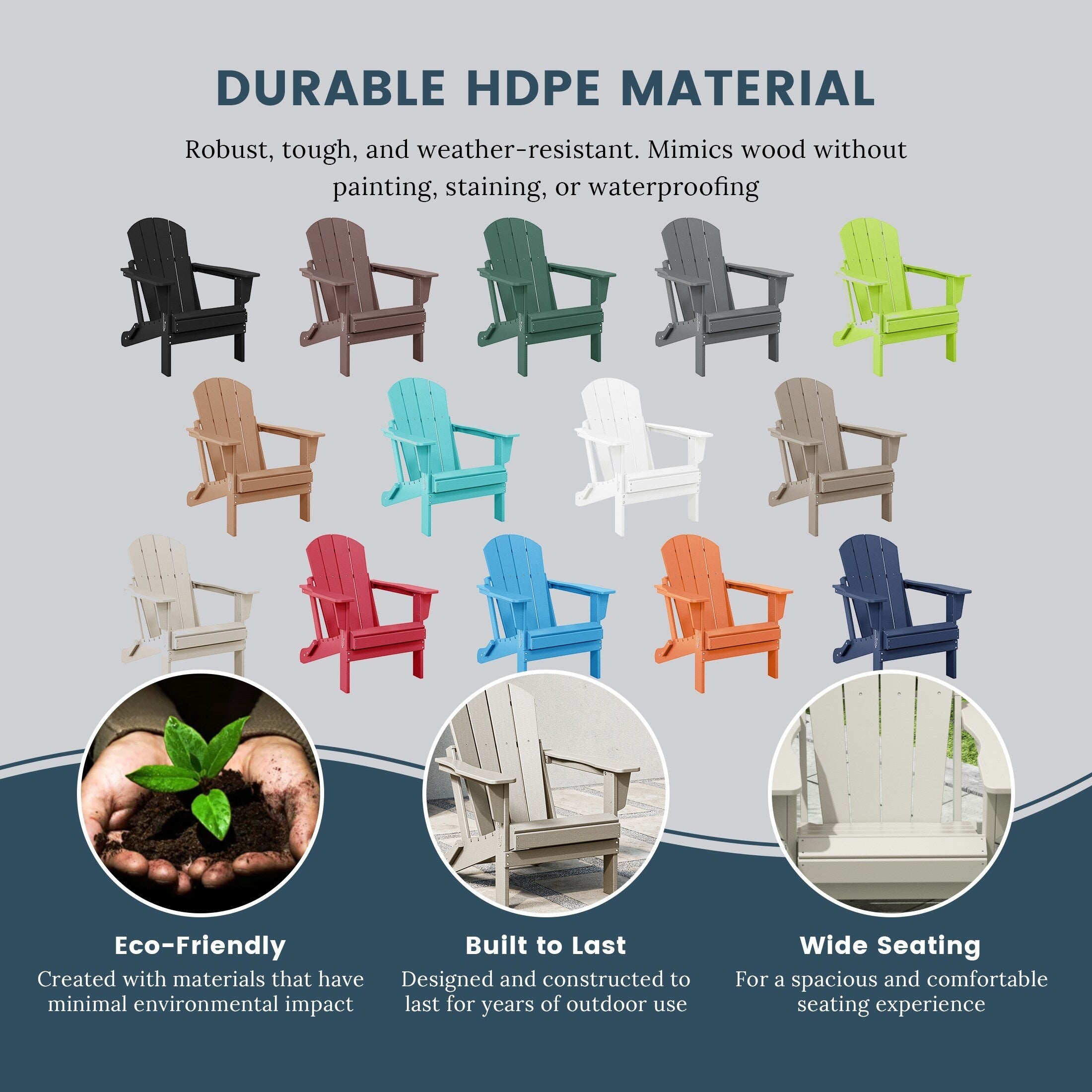 Polytrends Laguna Weather Resistant Outdoor Patio Folding Adirondack Chairs (Set of 4)