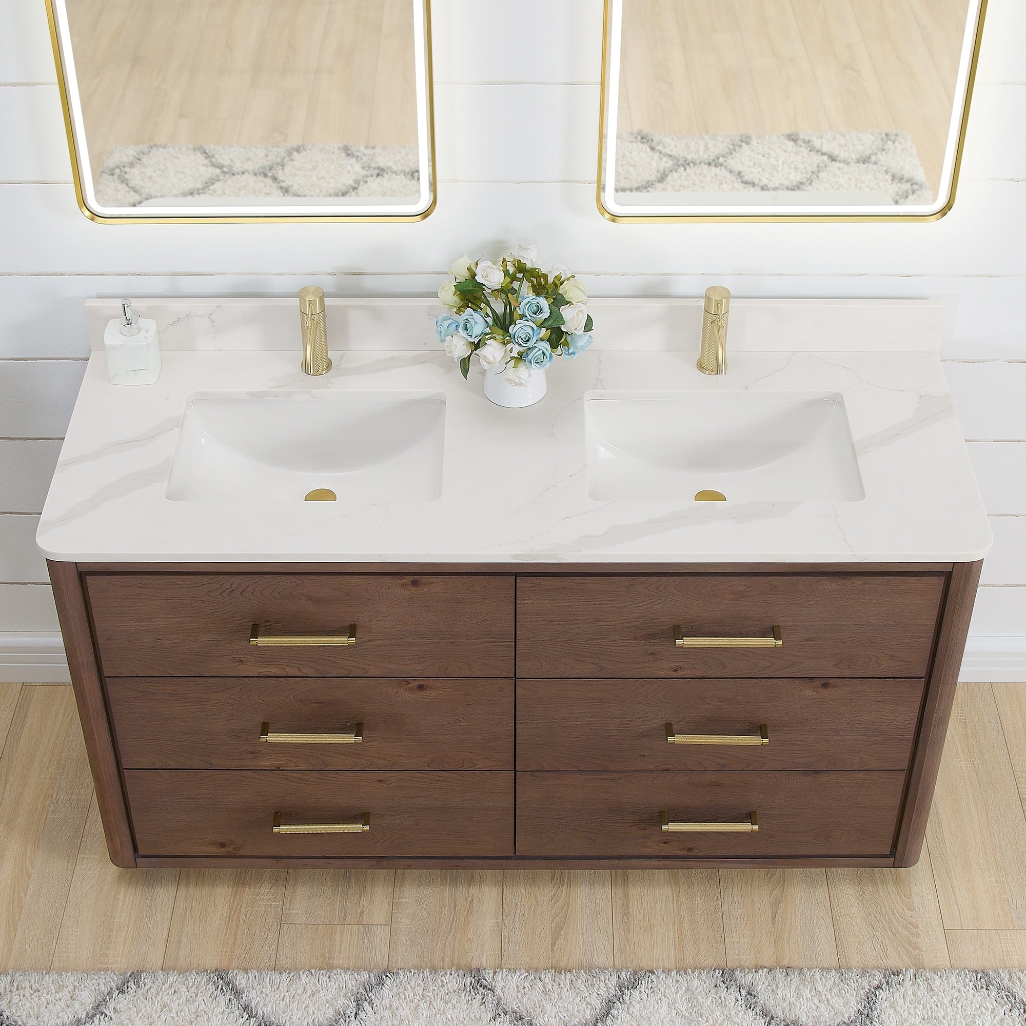 Porto Bath Vanity with White Quartz Stone Top without Mirror
