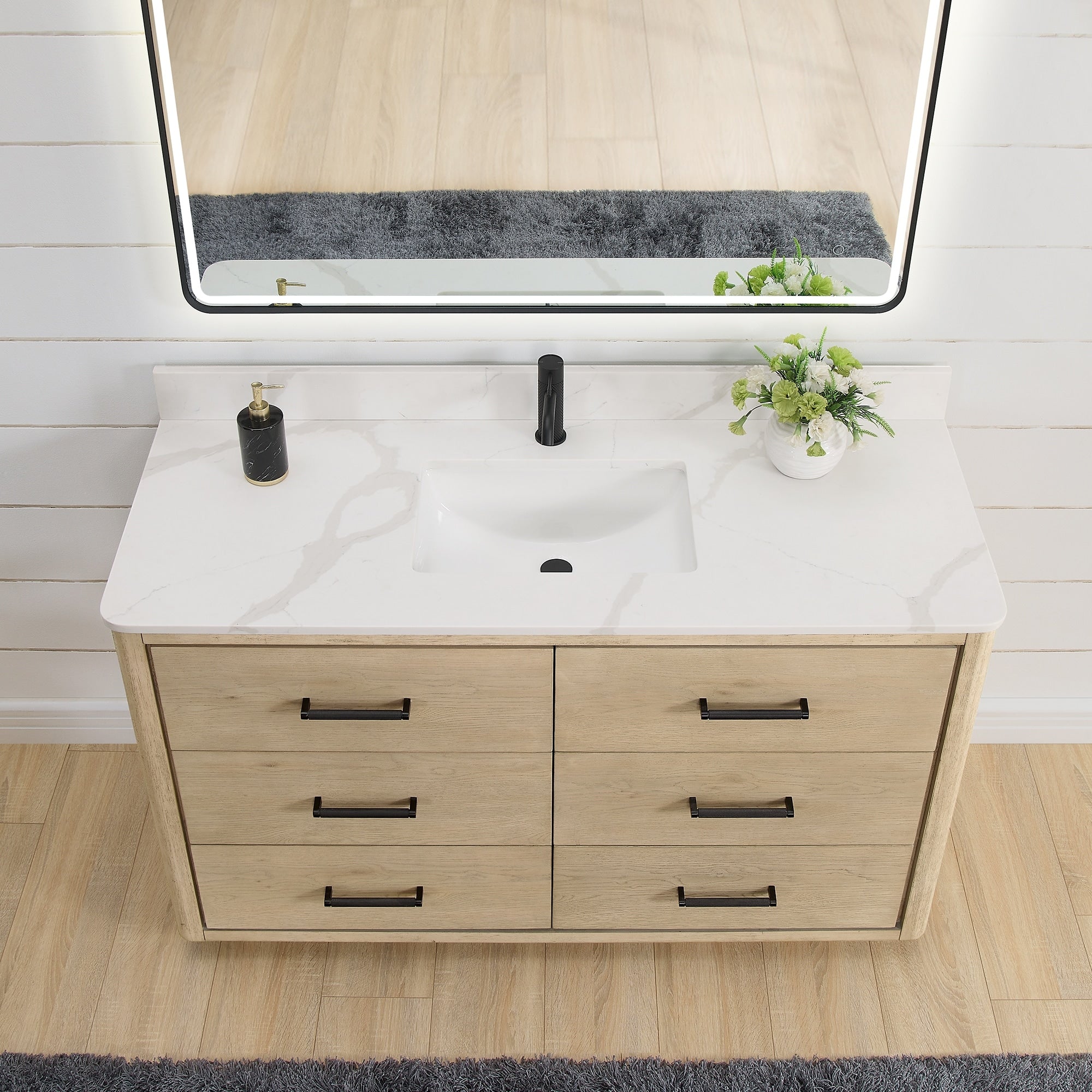 Porto Bath Vanity with White Quartz Stone Top without Mirror