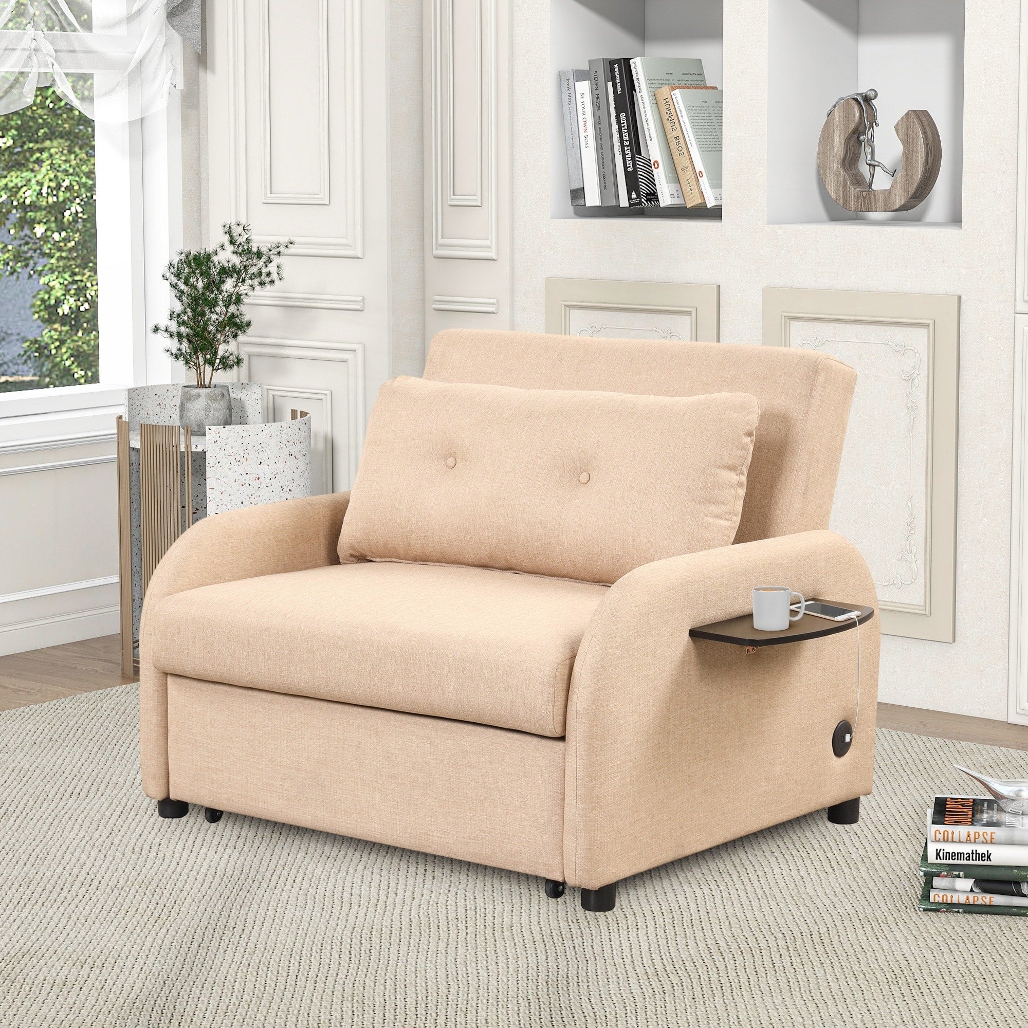 Pull Out Sofa Sleeper 3 in 1 with 2 Wing Table