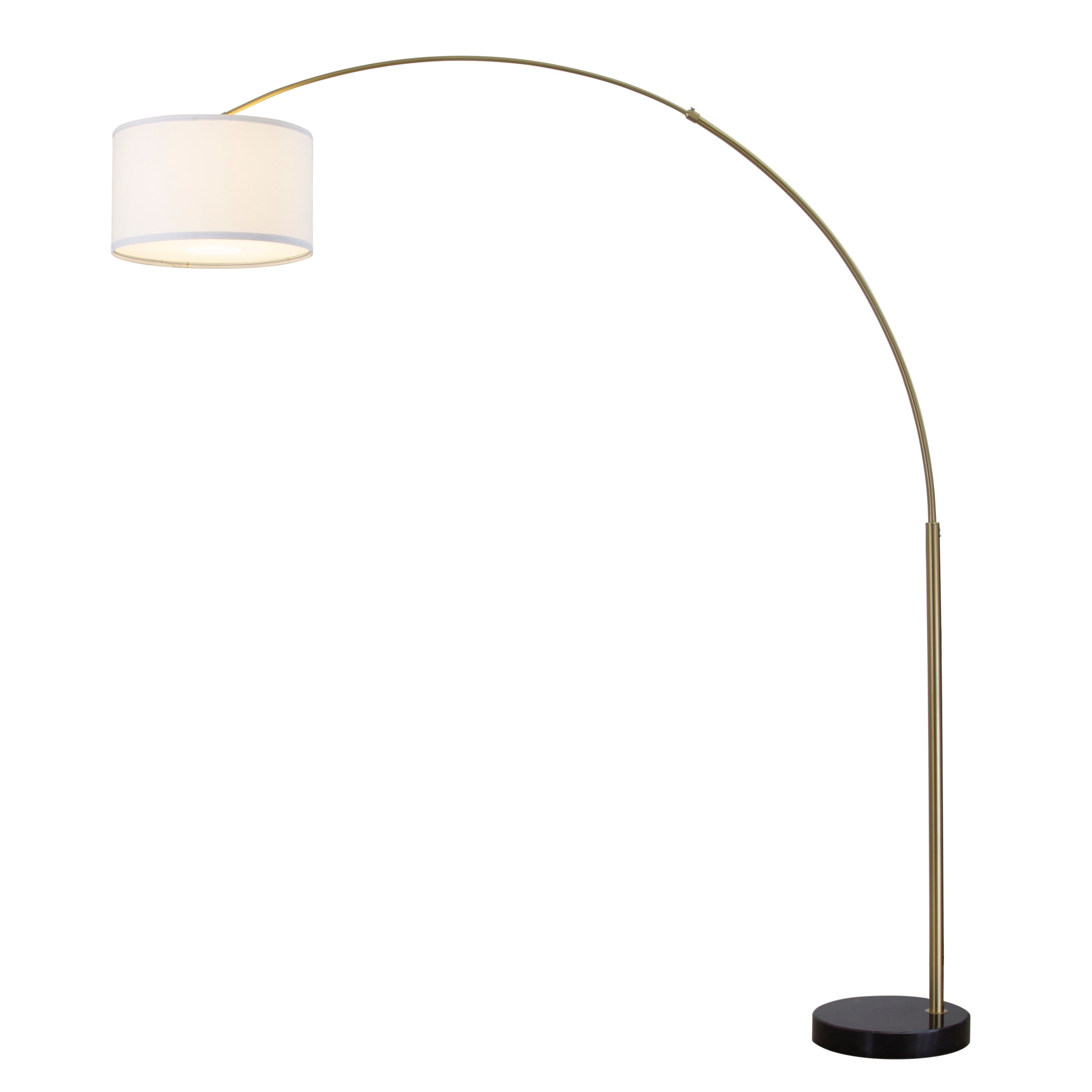 Q-Max 81 Steel Adjustable Arching Floor Lamp With Extra Large Shade and Marble Base