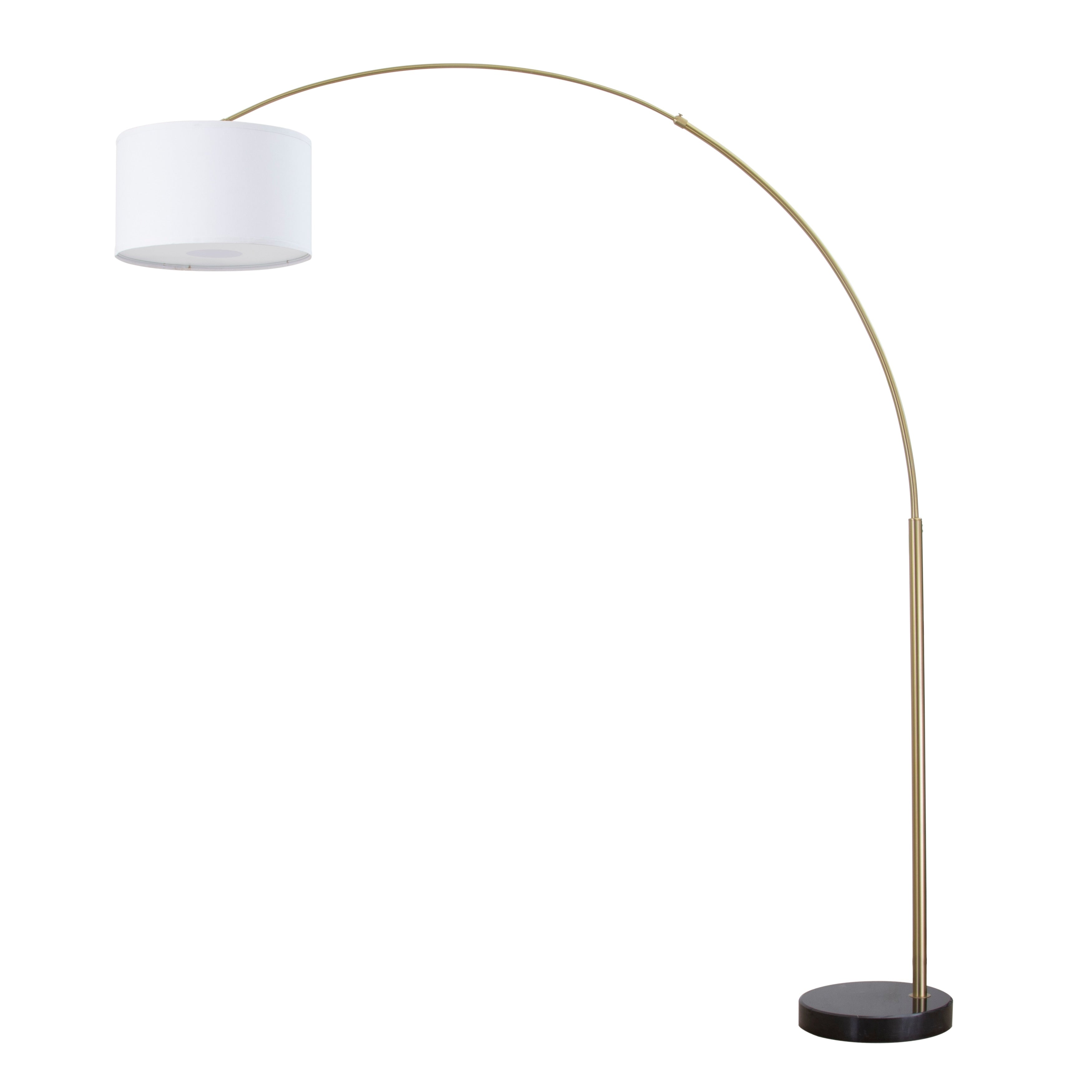 Q-Max 81 Steel Adjustable Arching Floor Lamp With Extra Large Shade and Marble Base