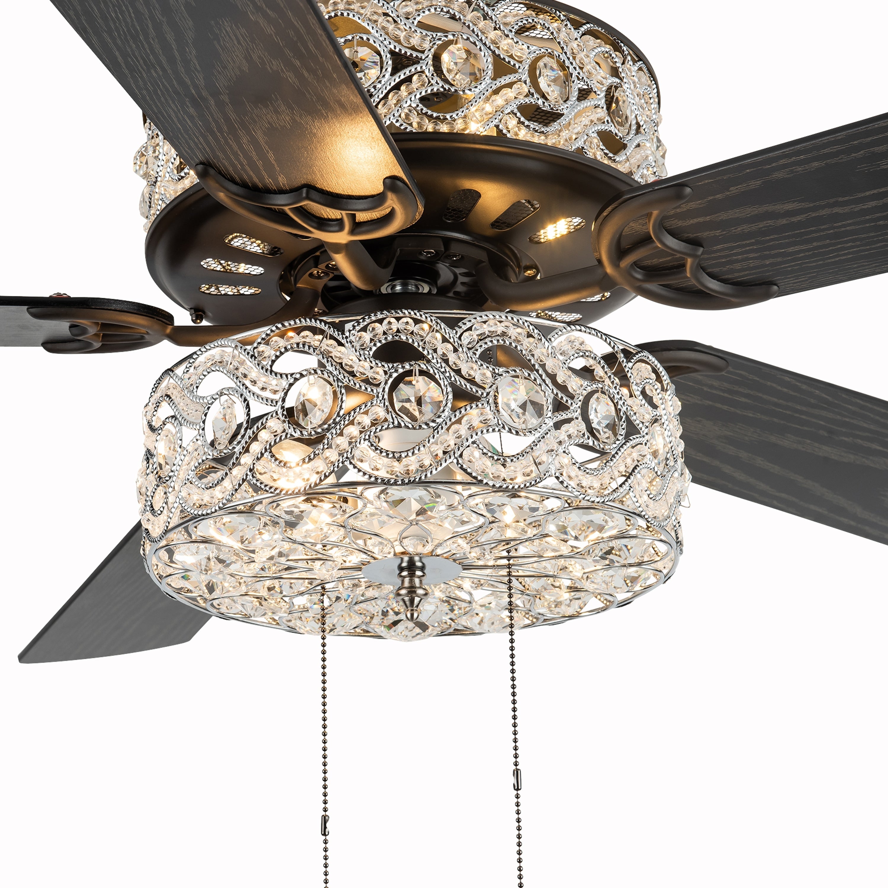 River of Goods Olivia Oil Rubbed Bronze Finish/ Crystal 52-inch LED Ceiling Fan - 52L x 52W x 18.25H - 52L x 52W x 18.25H