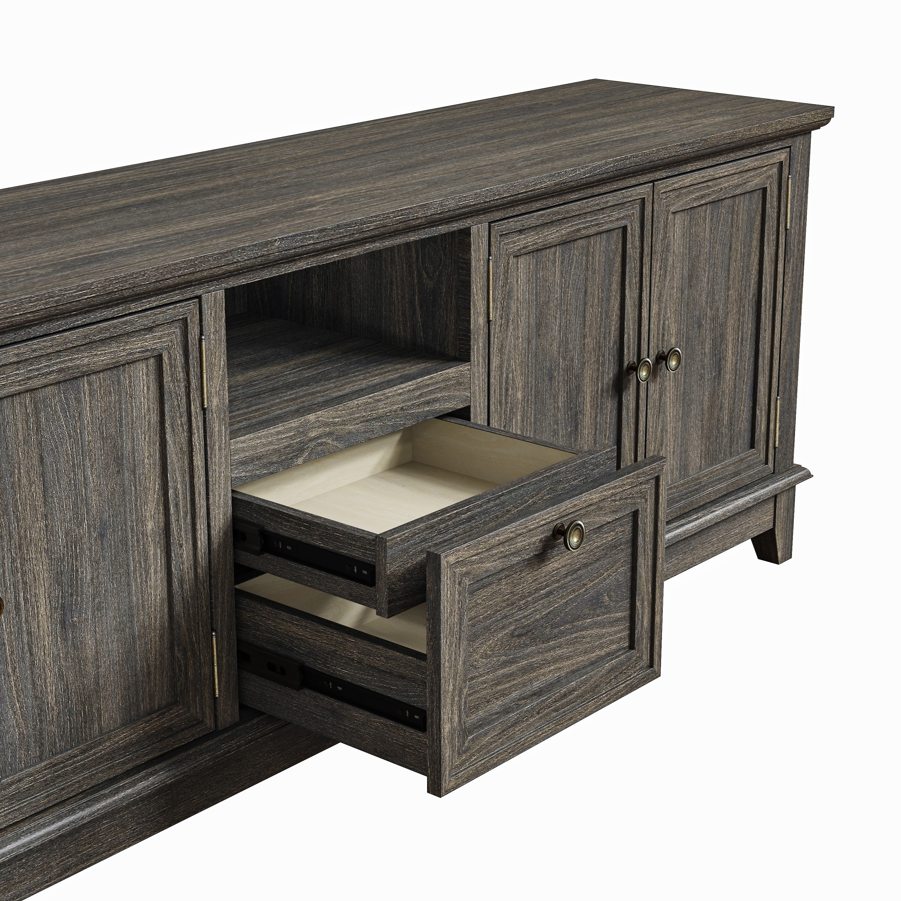 Rustic 72-Inch TV Stand with Adjustable Shelves, Hidden Storage - 72 in Width