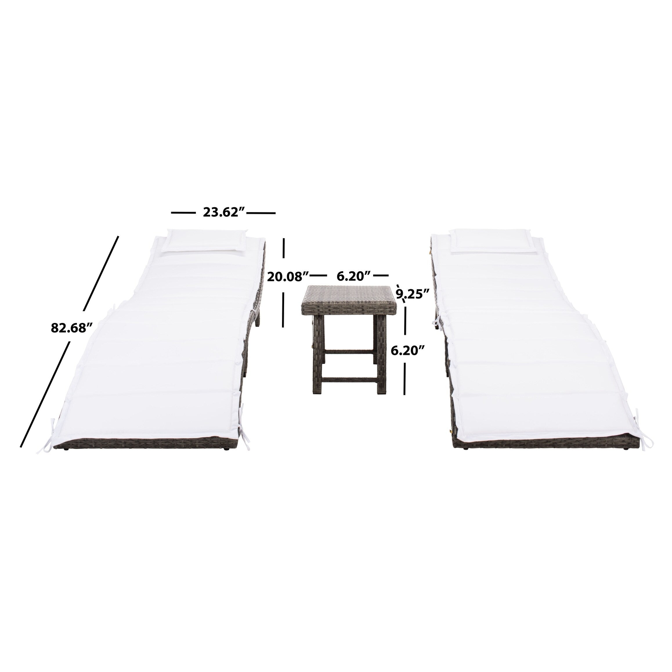 SAFAVIEH Outdoor Blaguna 3-Piece Sun Lounger Set - 83Wx20Dx24H