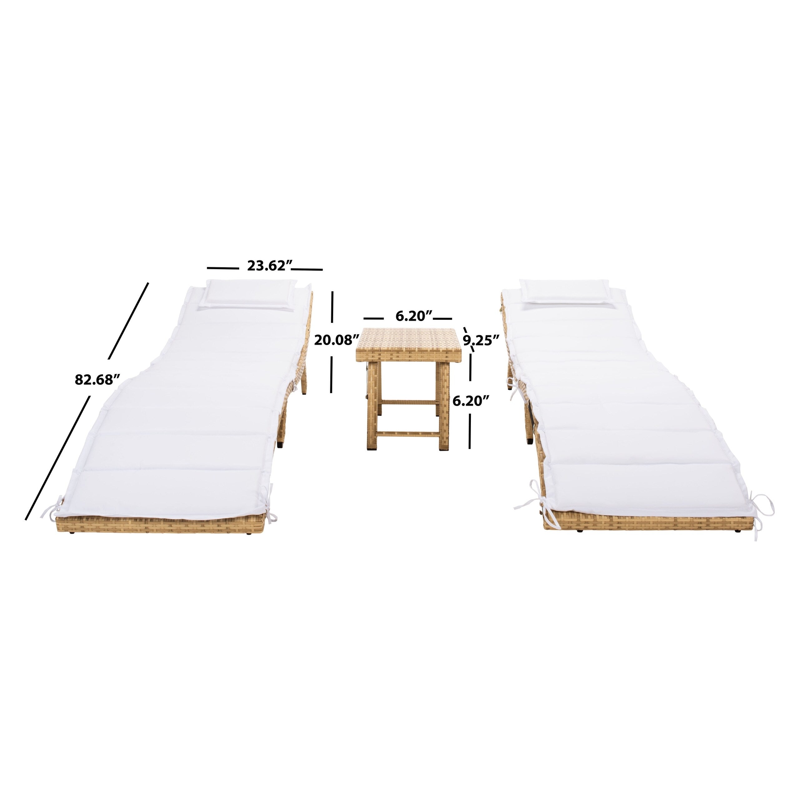 SAFAVIEH Outdoor Blaguna 3-Piece Sun Lounger Set - 83Wx20Dx24H