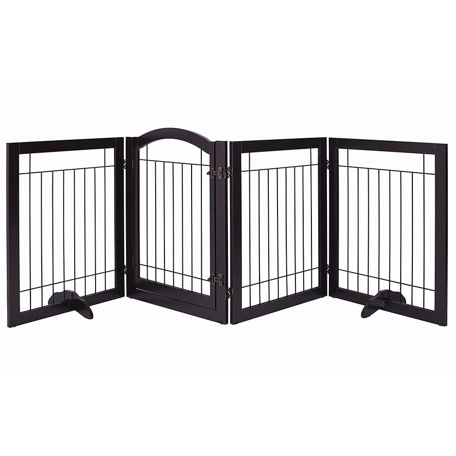 SPIRICH 96 inch Extra Wide 30 inches Tall Dog gate with Door Walk Through, Freestanding Wire Pet Gate,Pet Puppy Safety Fence