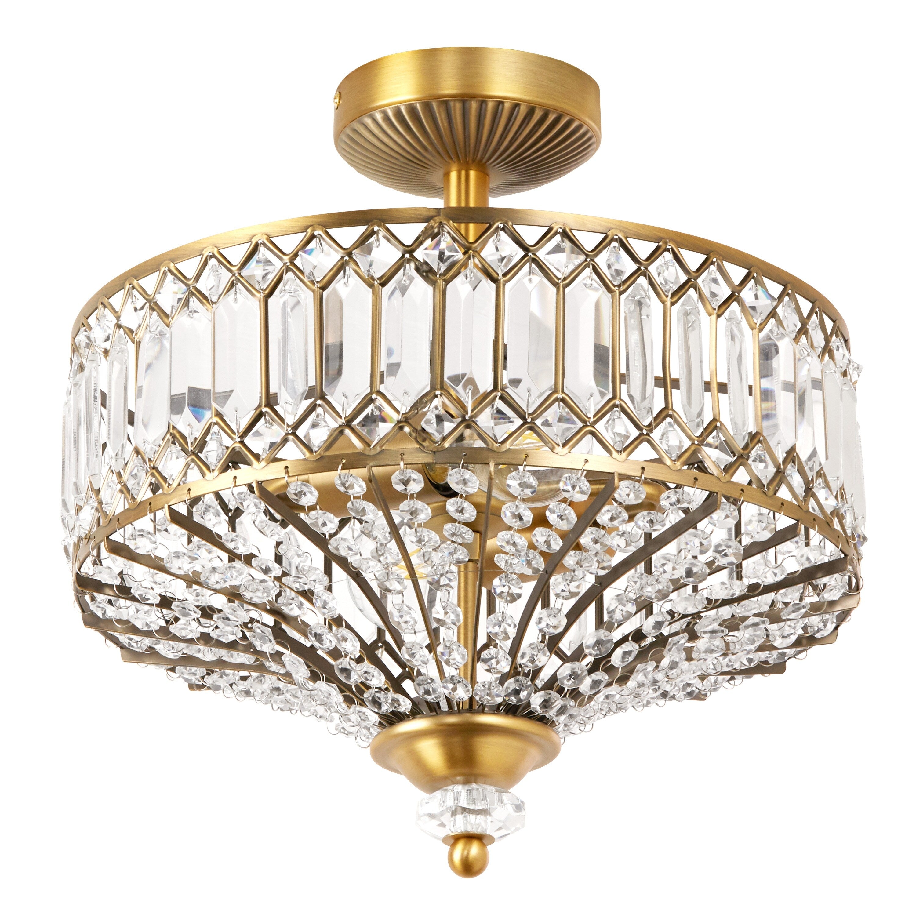 Silver Orchid Furey Bronze/Gold Tiered Glass Semi-flush Lighting Fixture - 14.75L x 14.75W x 15.25H