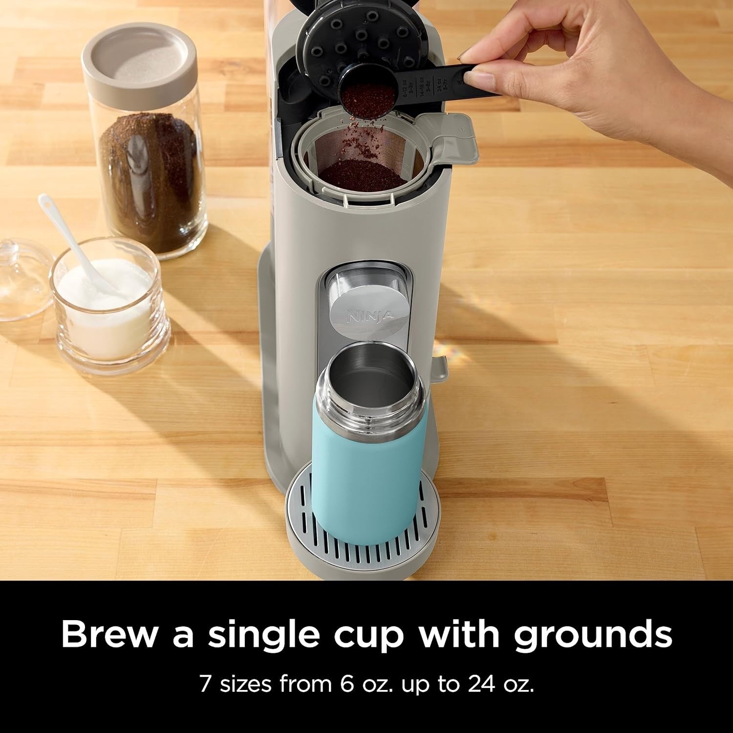 Stone Single-Serve Coffee Maker, K-Cup Compatible, 56oz Reservoir, Grounds Brewing, Iced Coffee