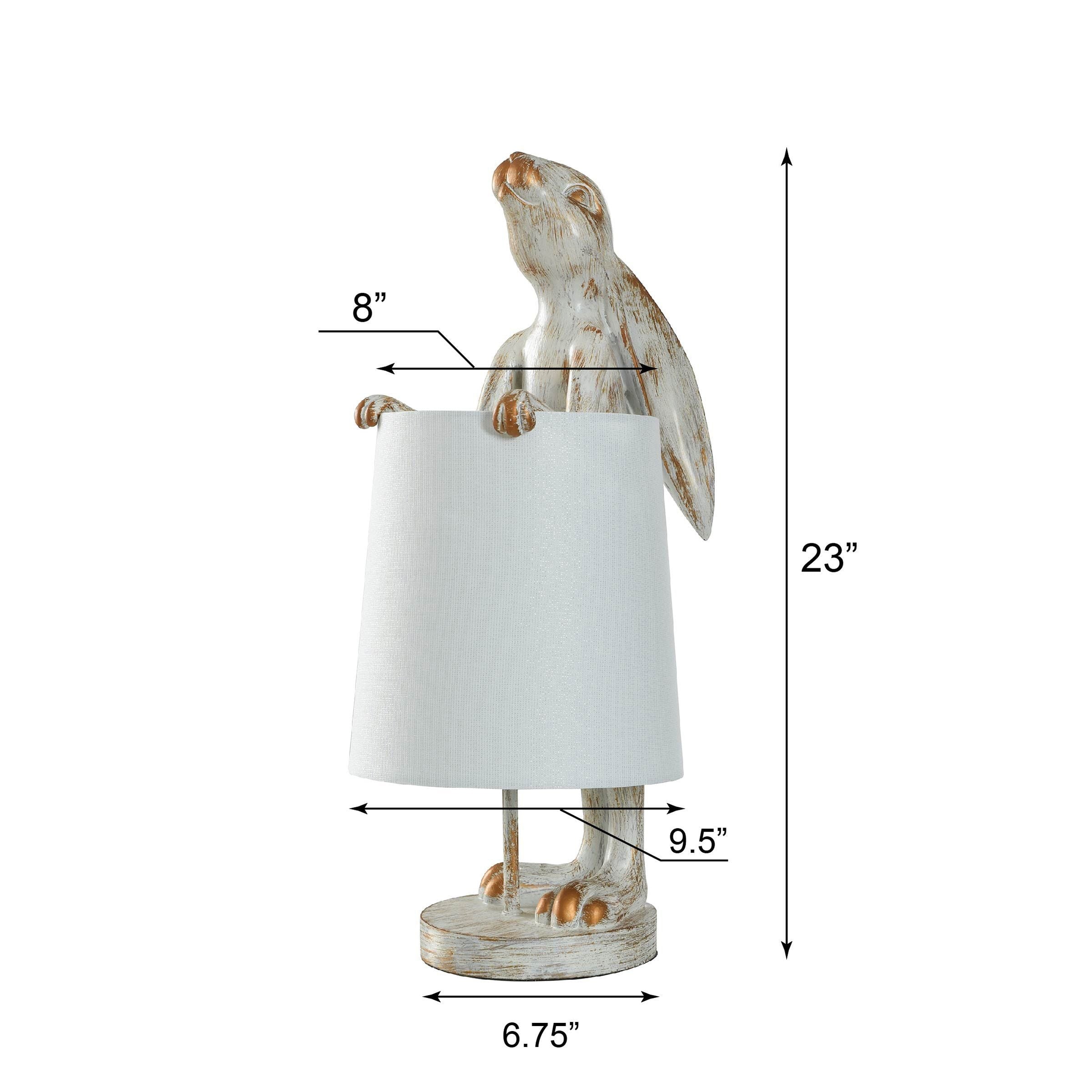 StyleCraft Malta White Washed Light Copper Rabbit Desk Lamp