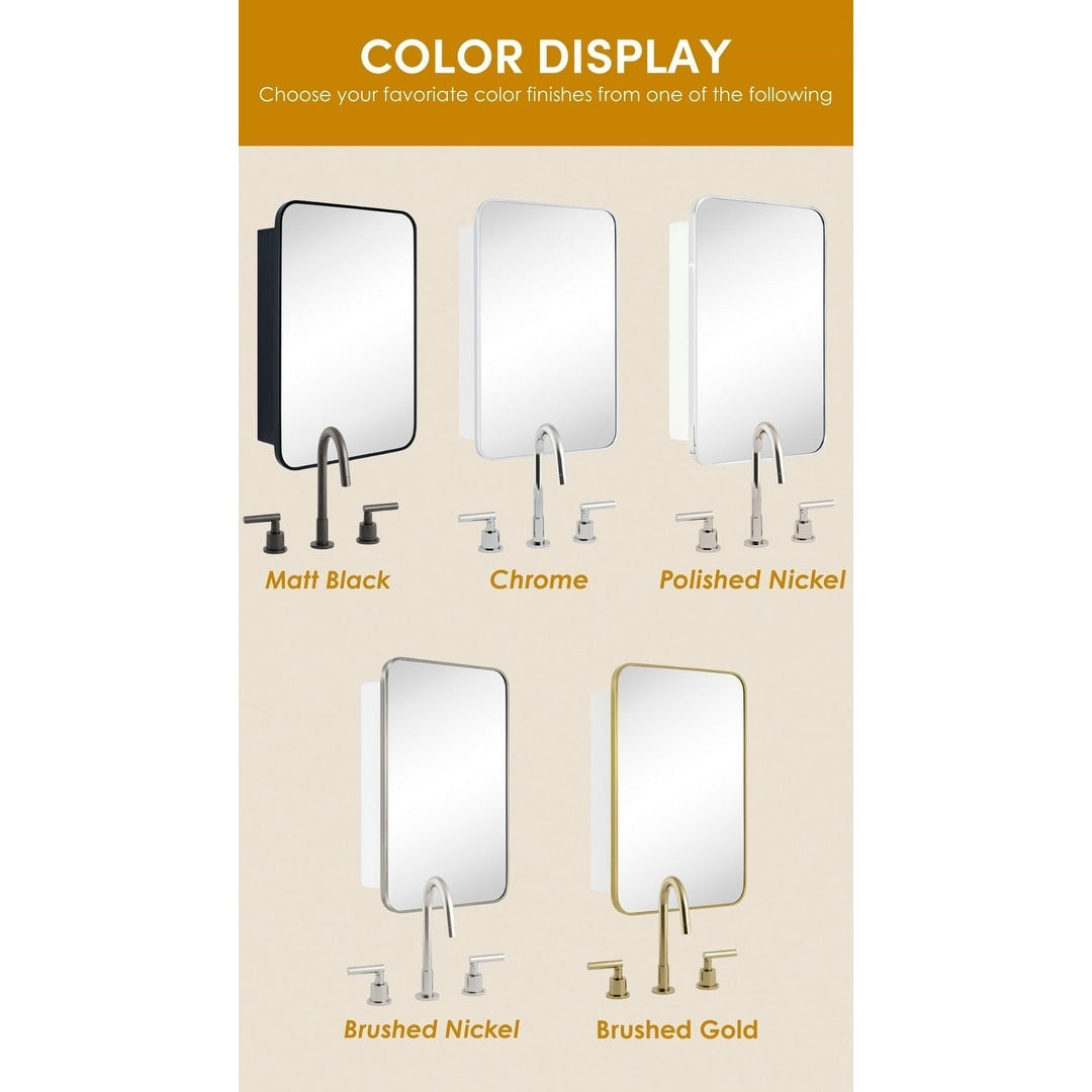 TEHOME Garnes Recessed or Surface Mount Framed Medicine Cabinet with Adjustable Shelves