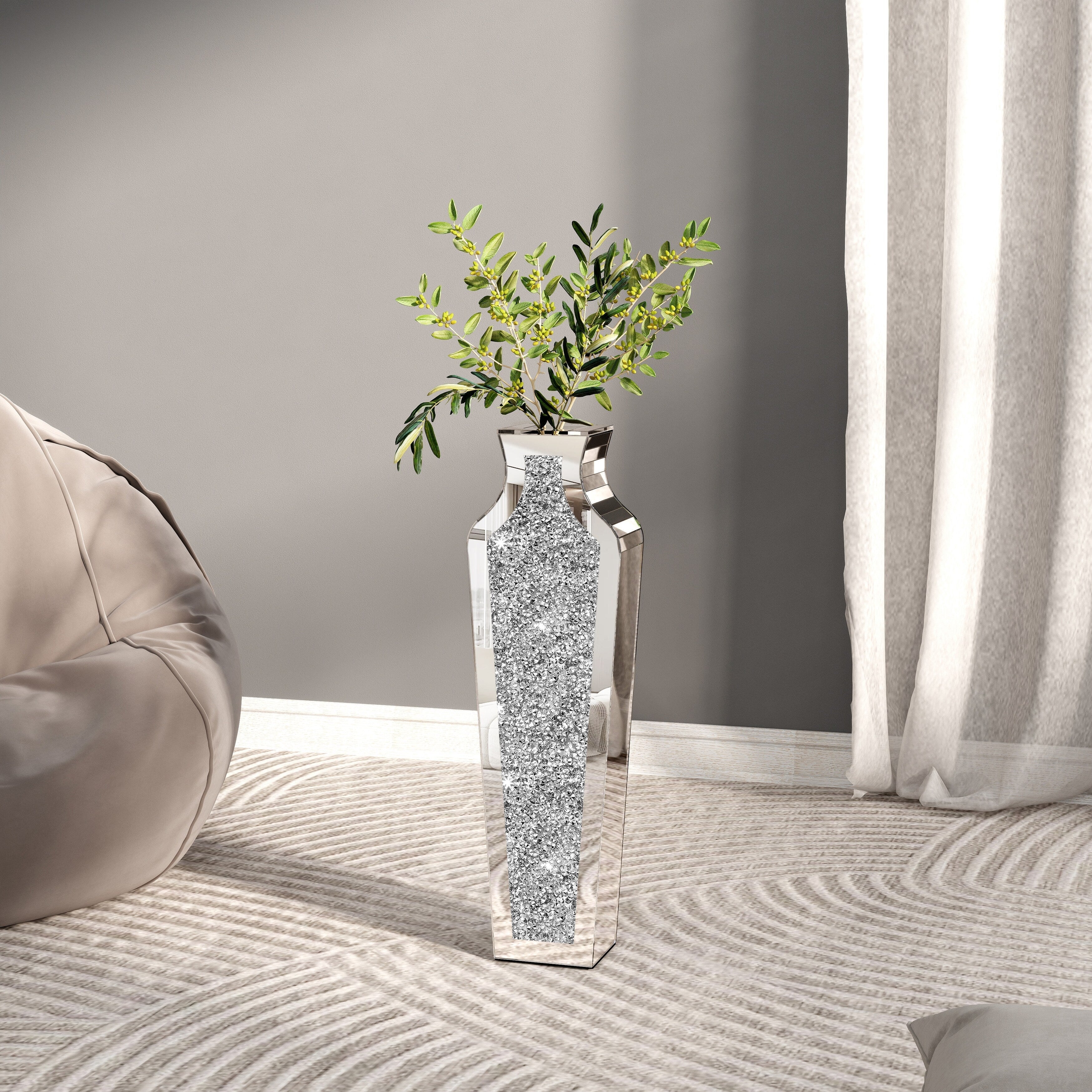 Tall Crushed Diamond Floor Vase