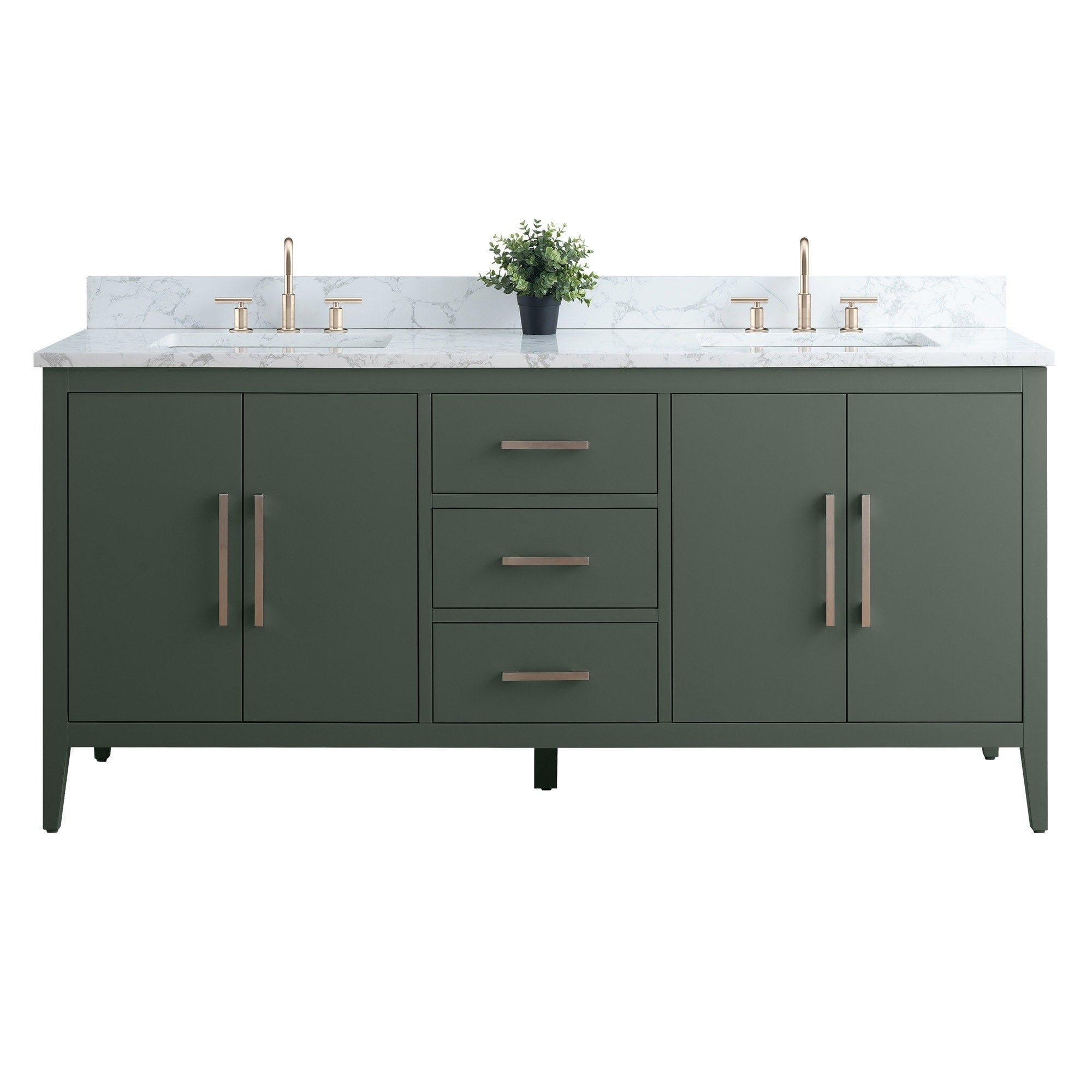 Vanity Art 72 Double Sink Bathroom Vanity Cabinet with Engineered Marble Top