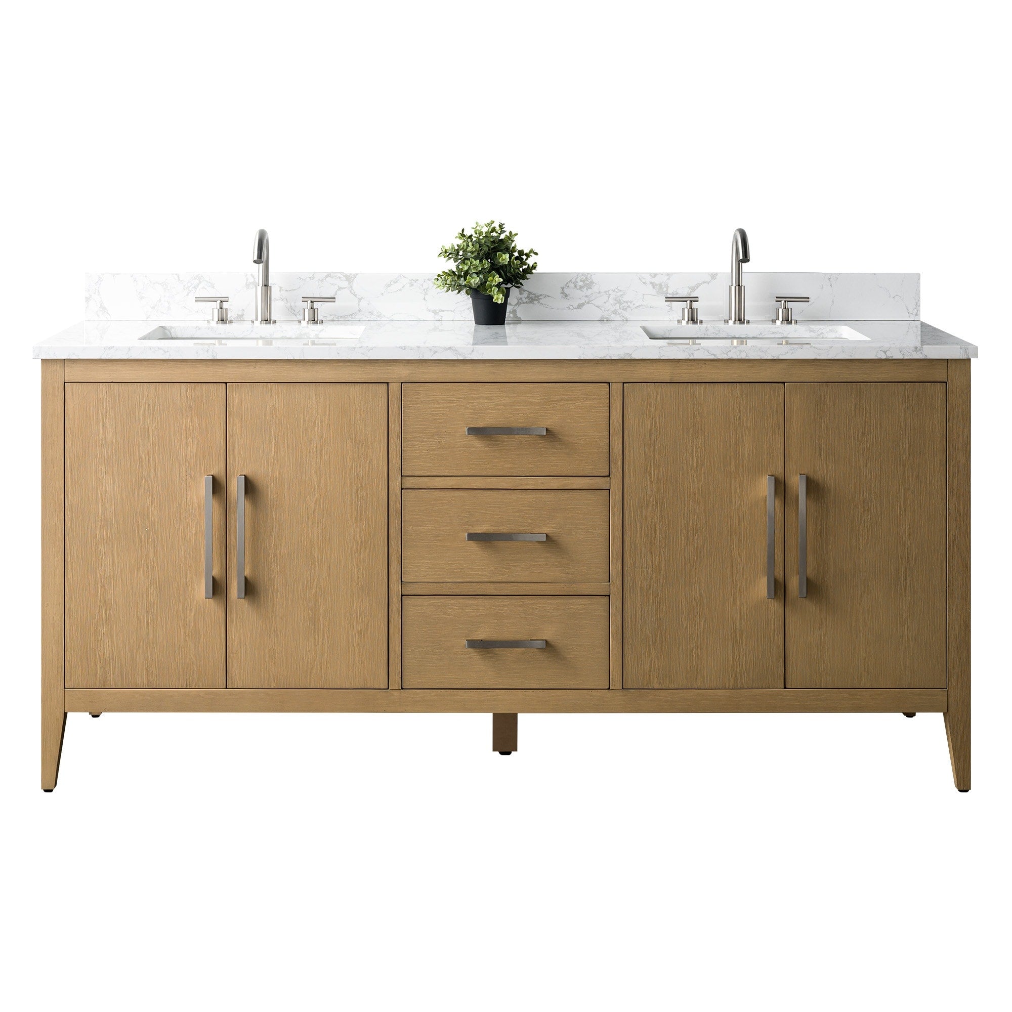 Vanity Art 72 Double Sink Bathroom Vanity Cabinet with Engineered Marble Top