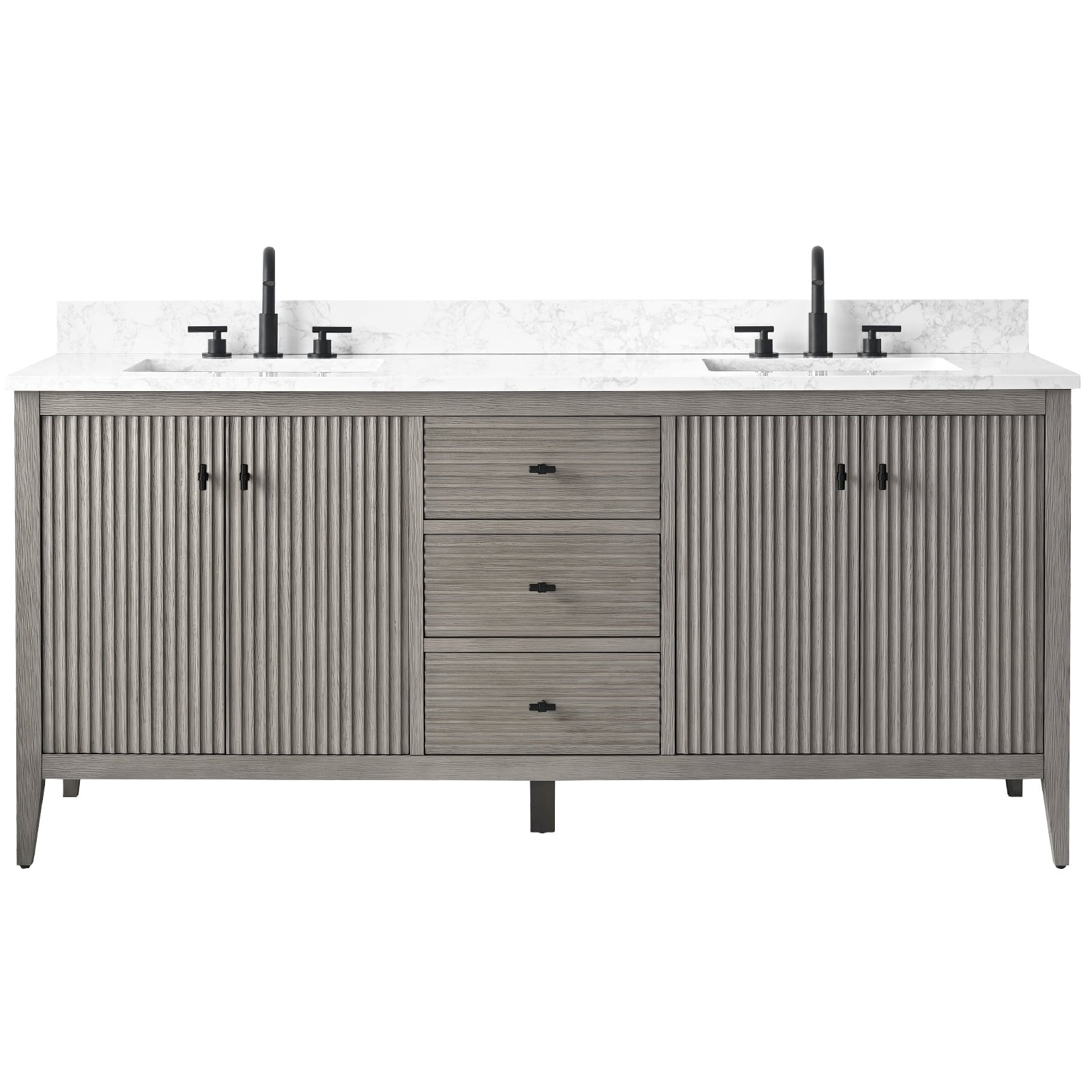 Vanity Art 72 Double Sink Bathroom Vanity Cabinet with Engineered Marble Top
