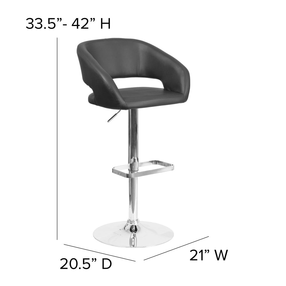 Modern Upholstered Adjustable-Height Barstool with Rounded Back
