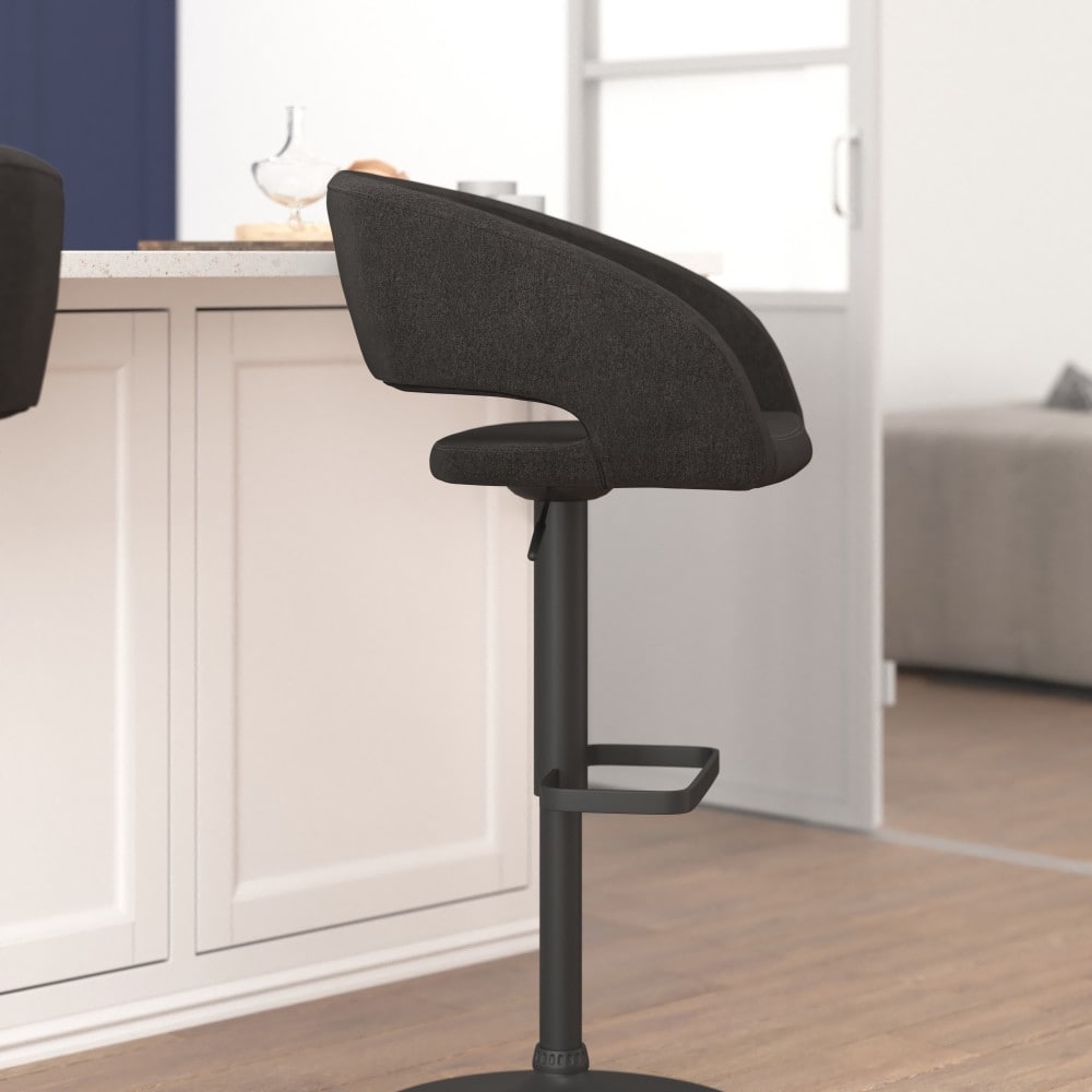 Modern Upholstered Adjustable-Height Barstool with Rounded Back