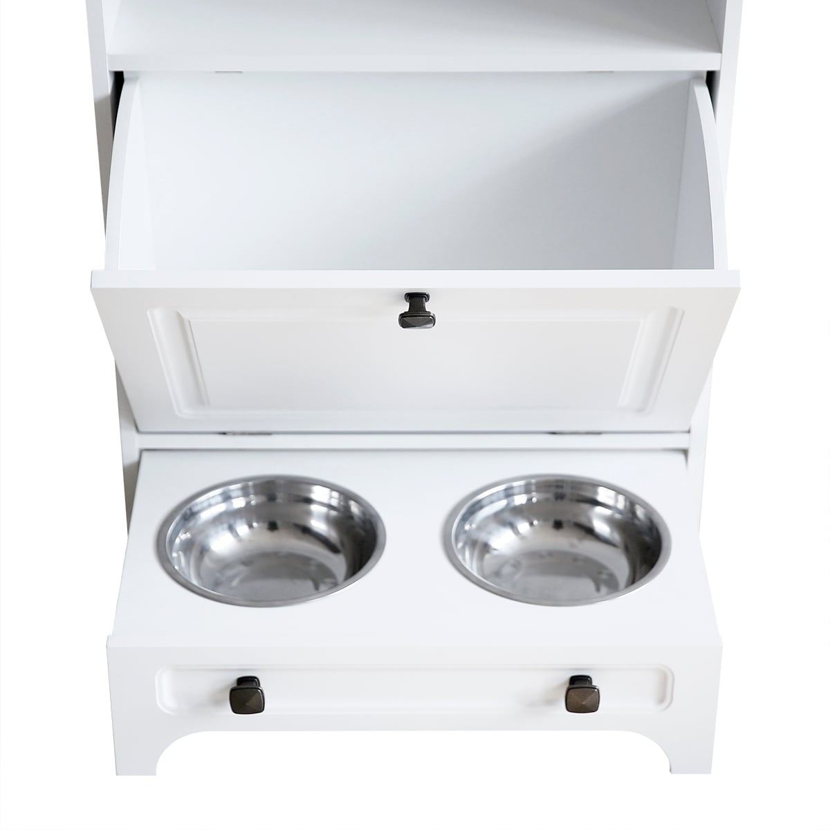 Roomfitters Dog Feeding Station with 2 Elevated Dog Bowls, Tilt Out Pet Feeding Cabinet Station