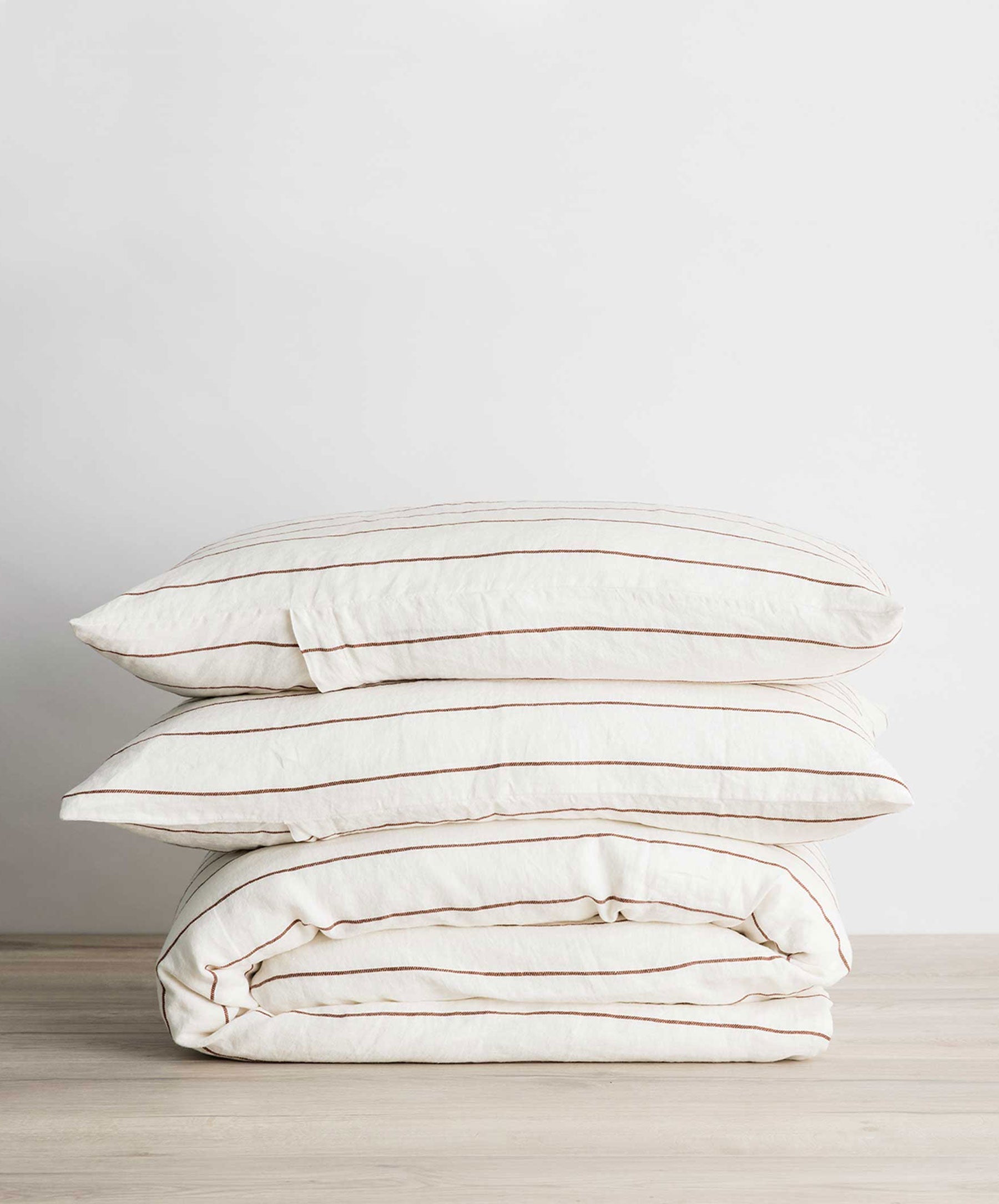 Linen Duvet Cover Set - Cedar Stripe