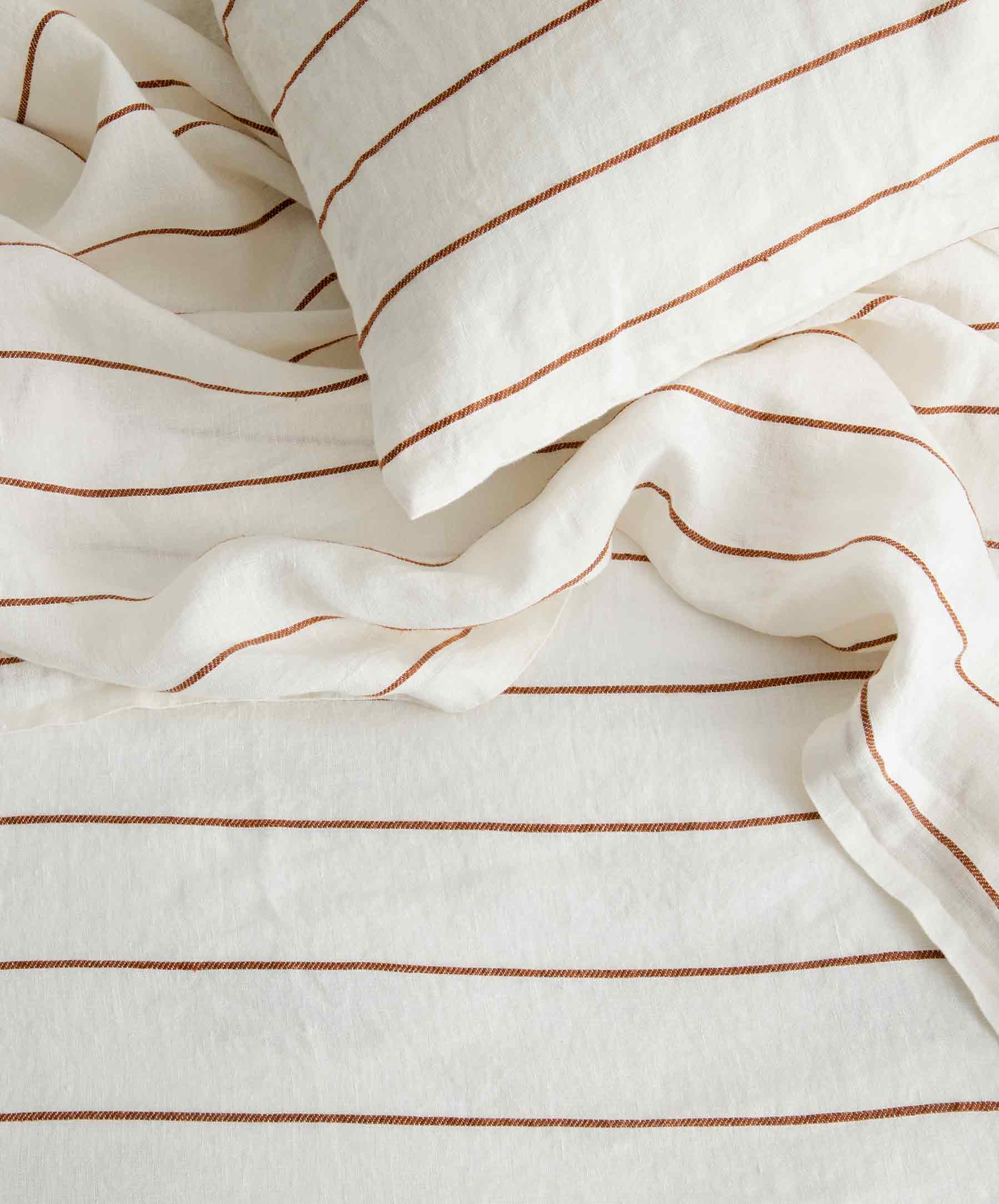 Set of 2 Linen Pillowcases - Cedar Stripe