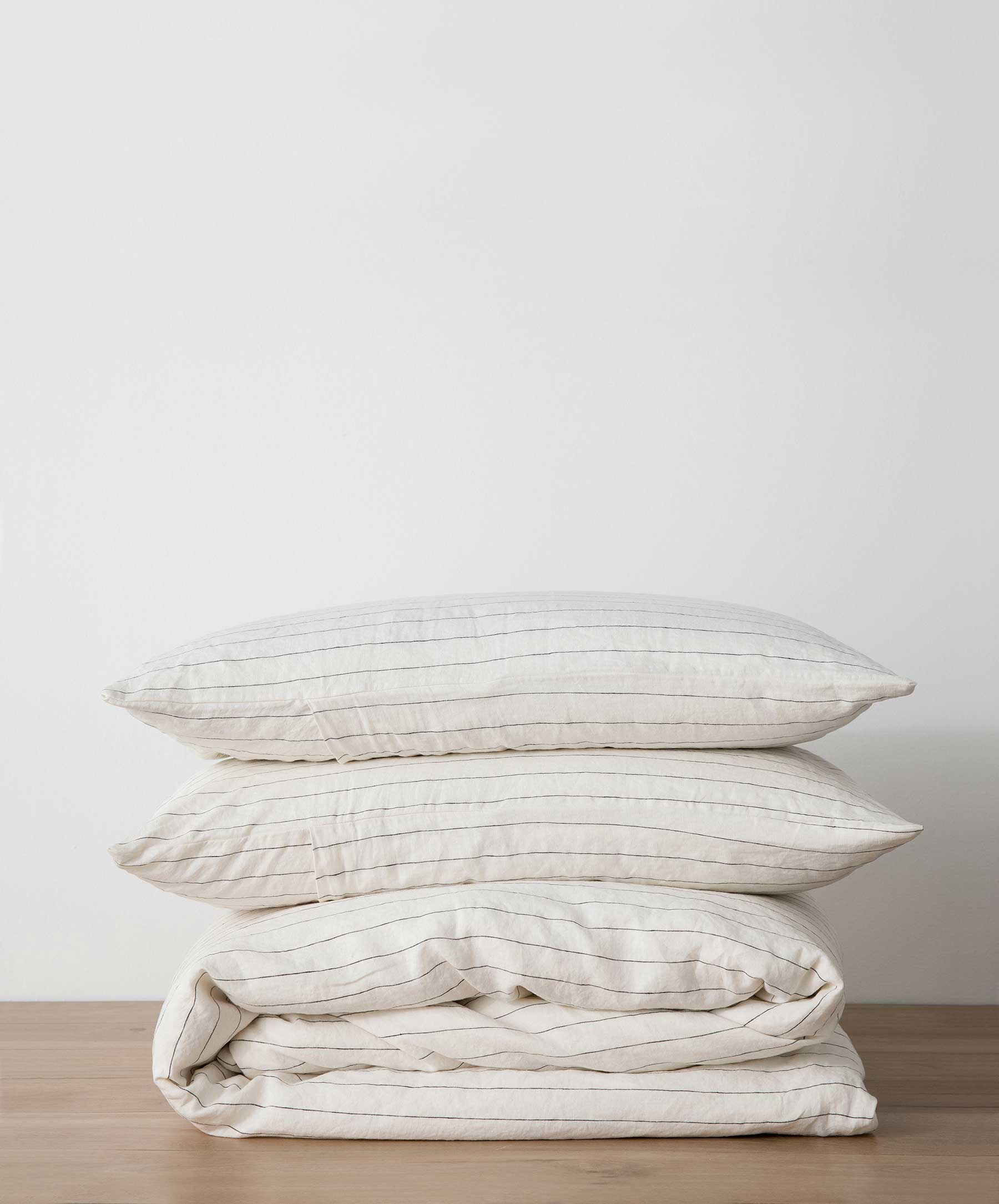 Linen Duvet Cover Set - Pencil Stripe