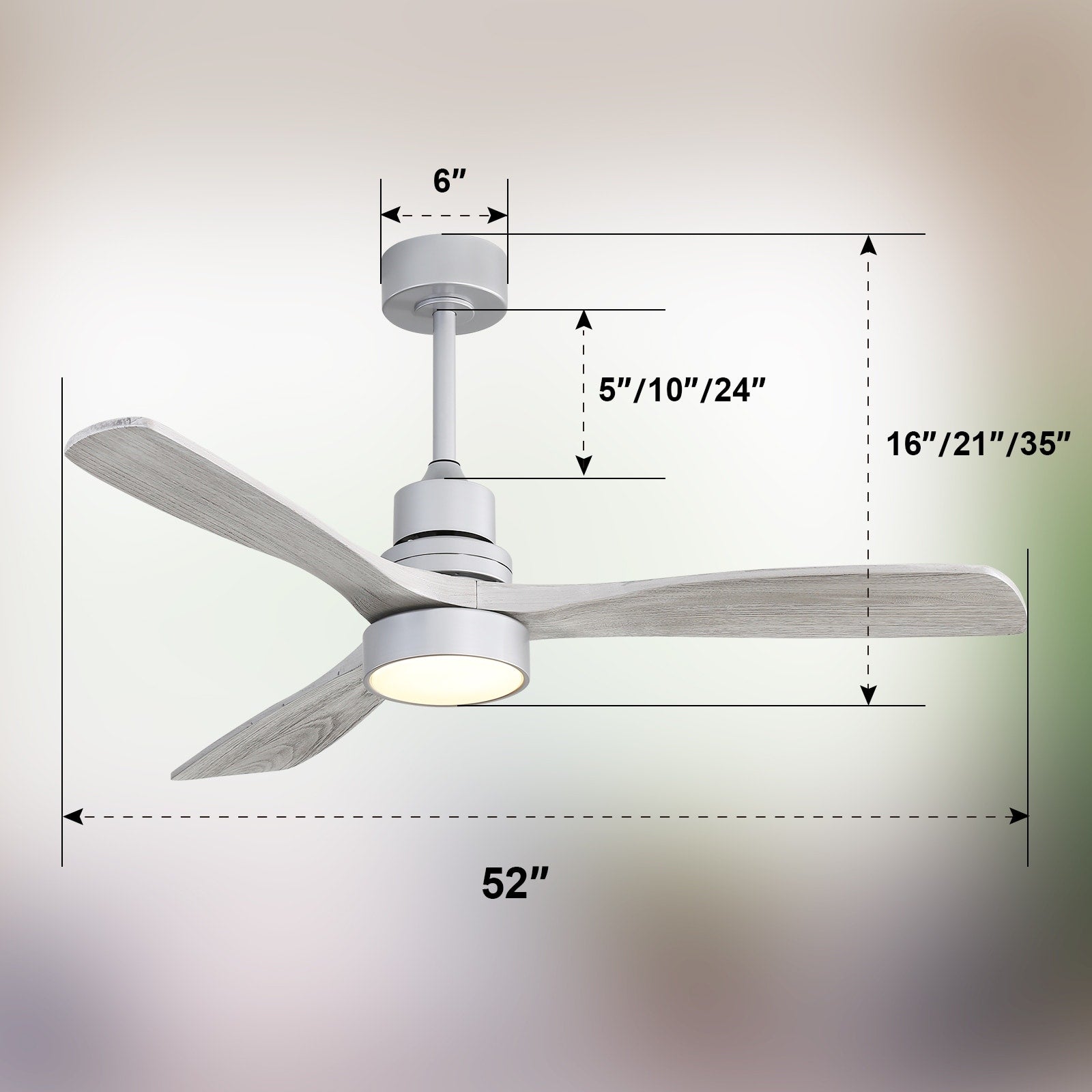 Sofucor 52 Indoor Wood Ceiling Fan Light with Remote, Integrated Light Optional