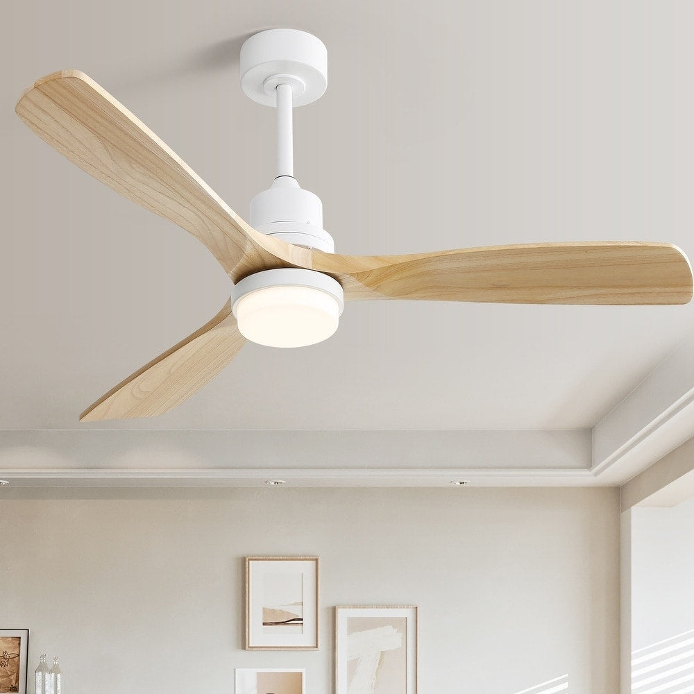 Sofucor 52 Indoor Wood Ceiling Fan Light with Remote, Integrated Light Optional