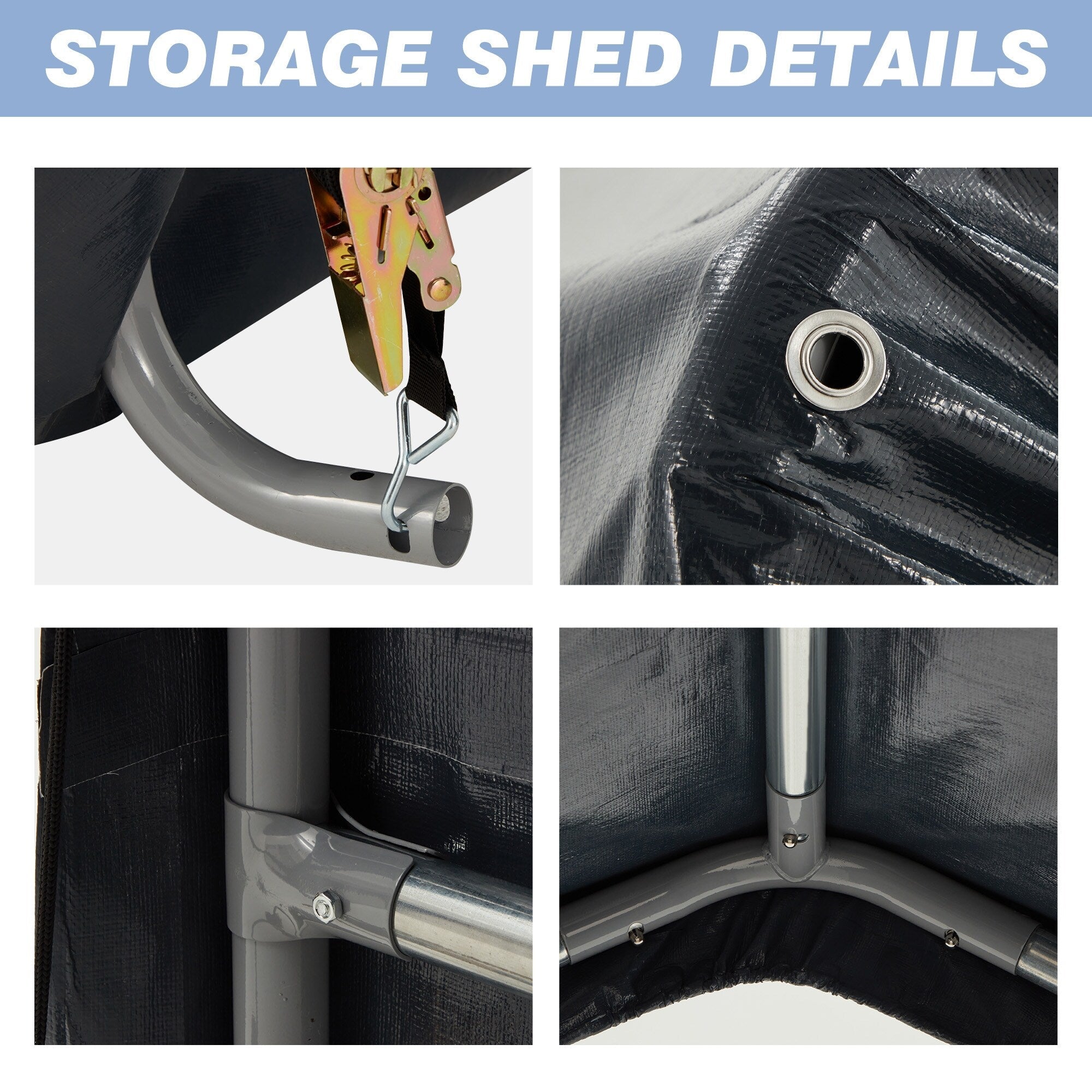 Outdoor Storage Shed and Carport Canopy: Portable Shelter for Bikes, Motorcycles, and Garden Storage