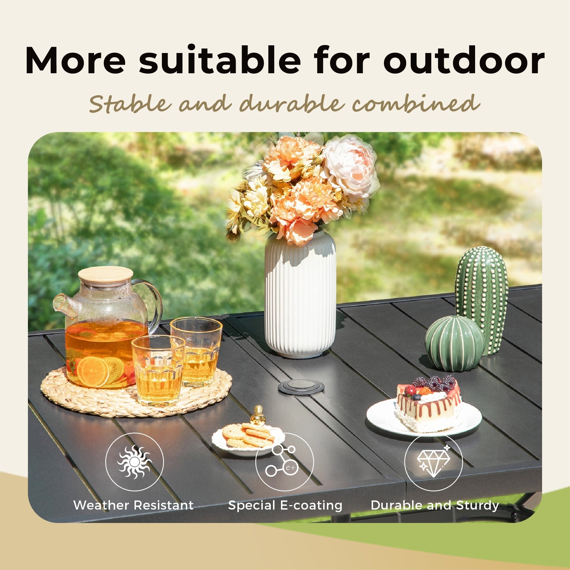 MAISON ARTS 8 PCS Patio Dining Set with 13ft Patio Umbrella