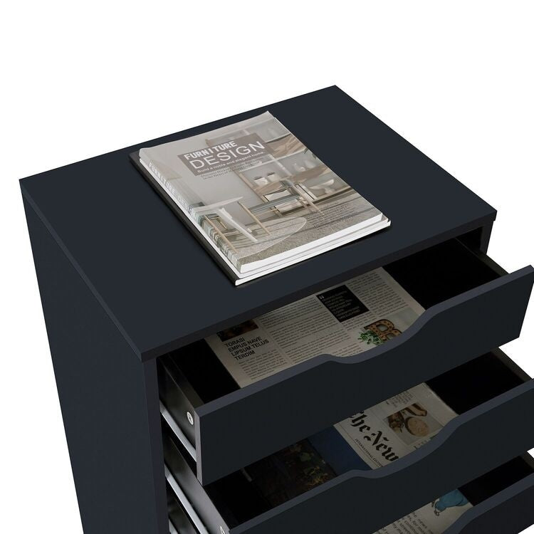 Narrow Wooden 9-Drawer Cabinet with Smooth-Glide Drawers and Top Storage Shelf