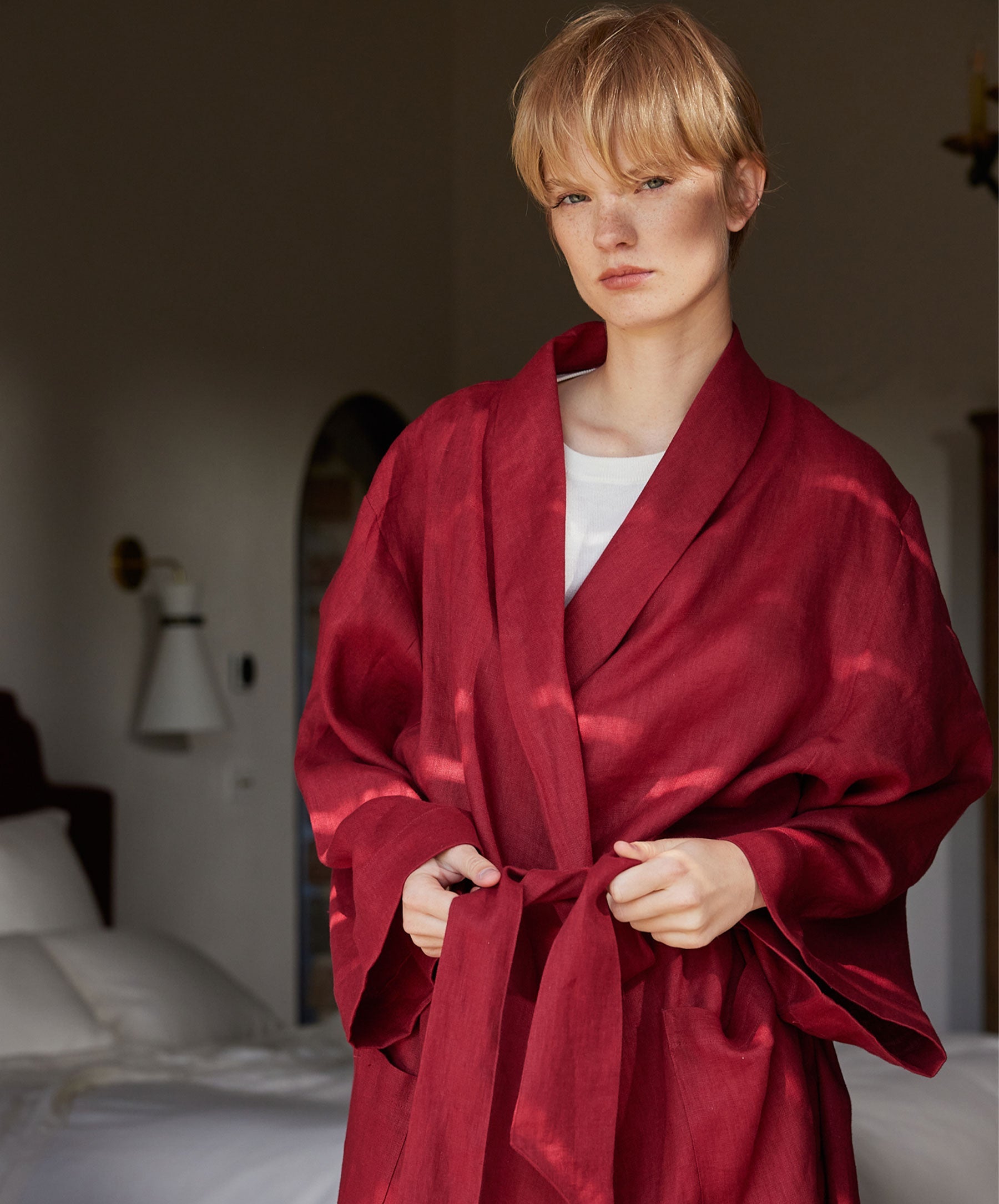 Linen Robe - Rouge