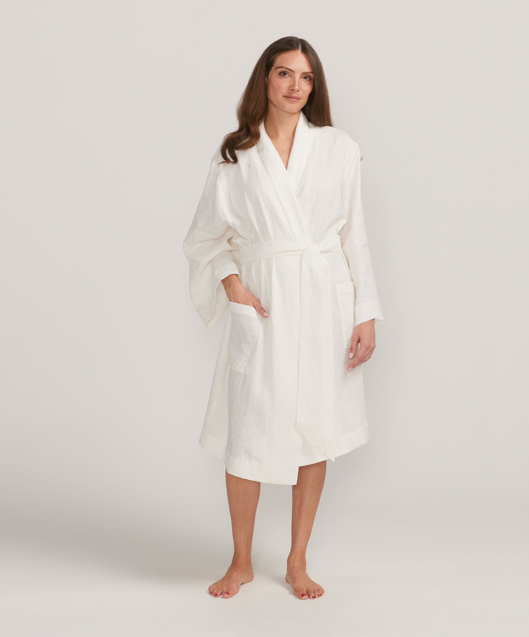 Linen Robe - Ivory