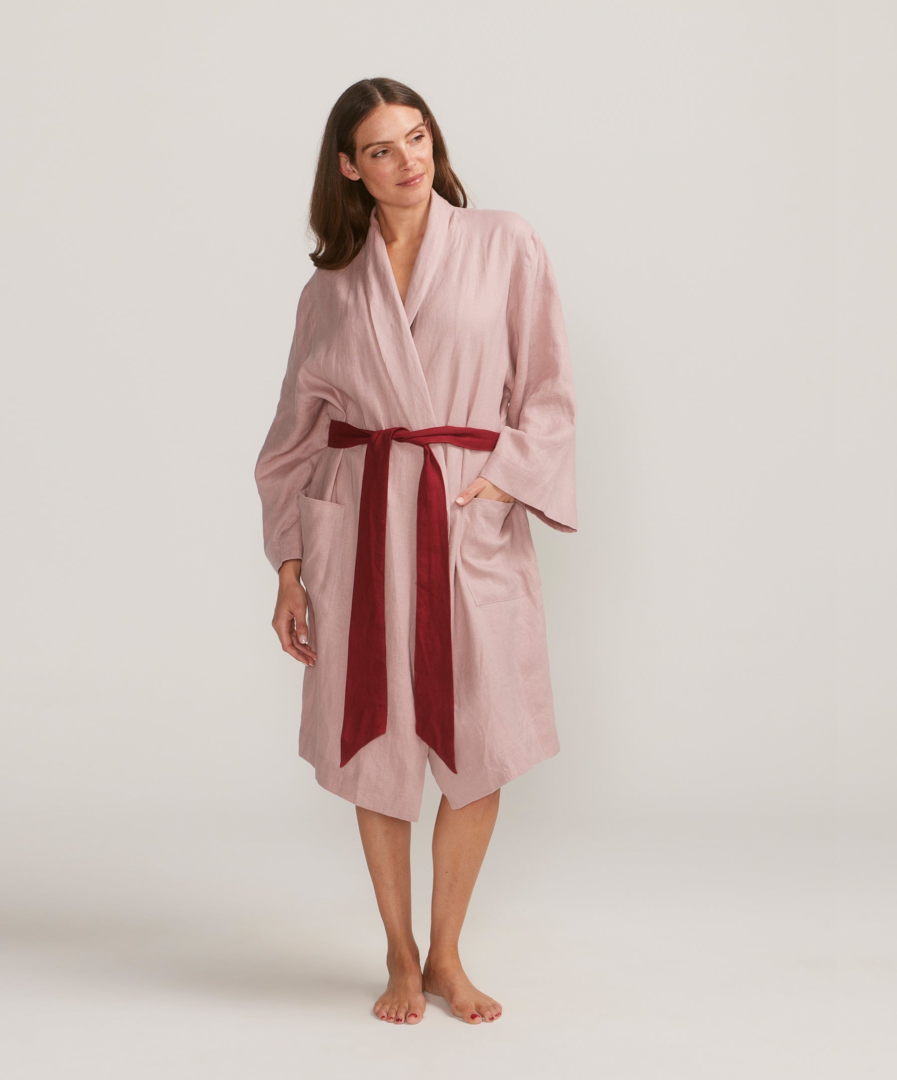 Linen Robe - Rose/Rouge