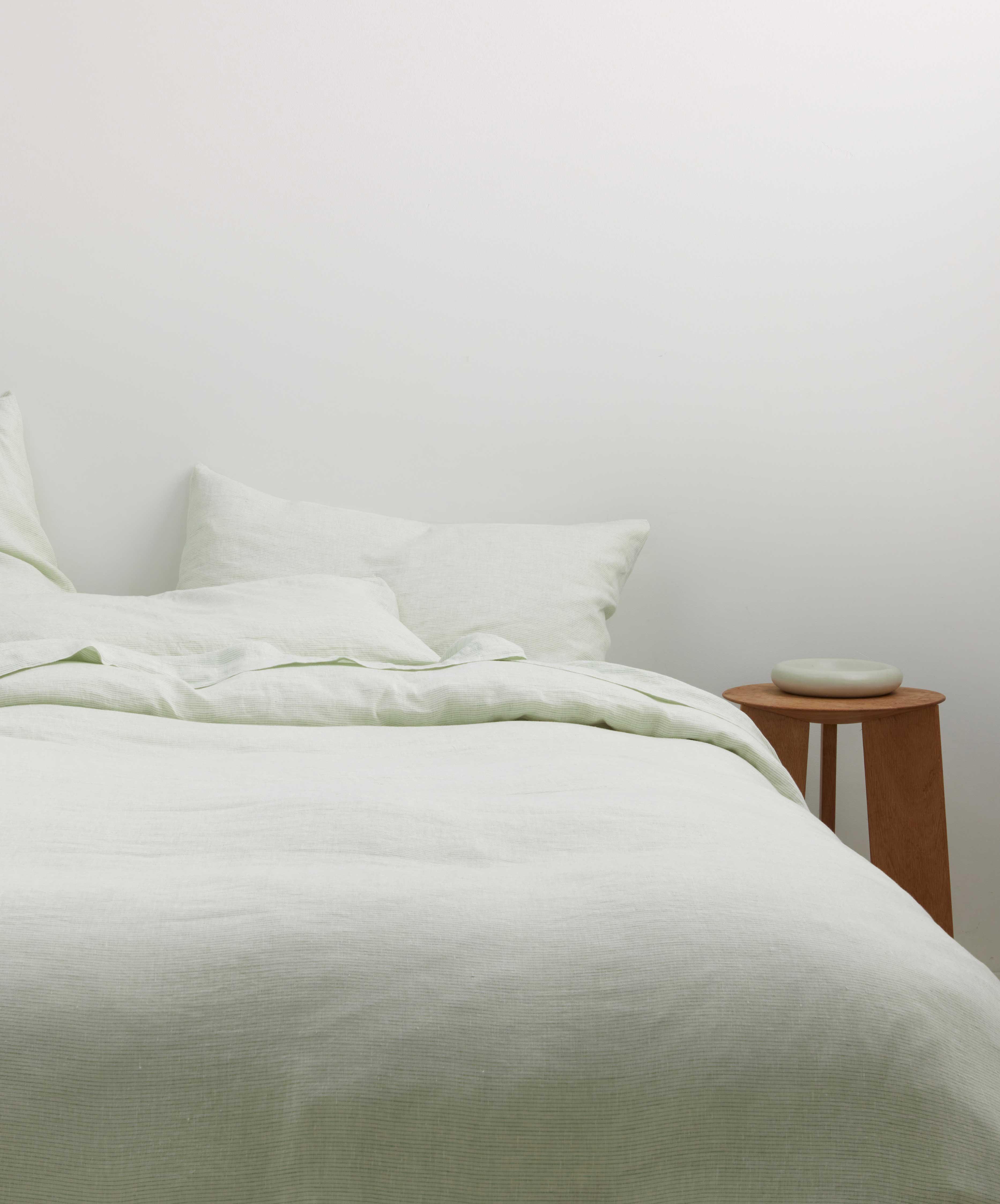 Linen Sheet Set with Pillowcases - Fern Stripe