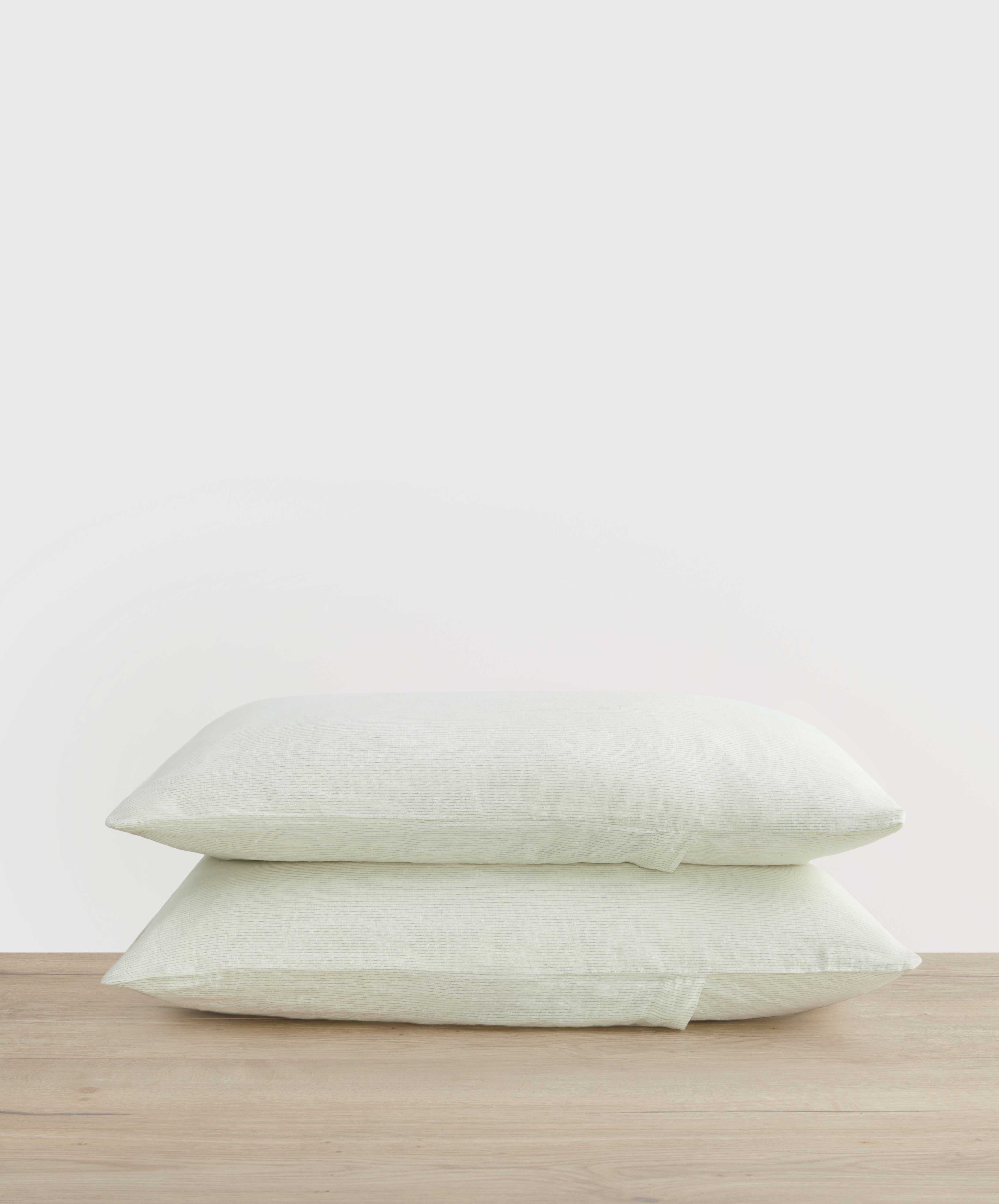 Set of 2 Linen Pillowcases - Fern Stripe