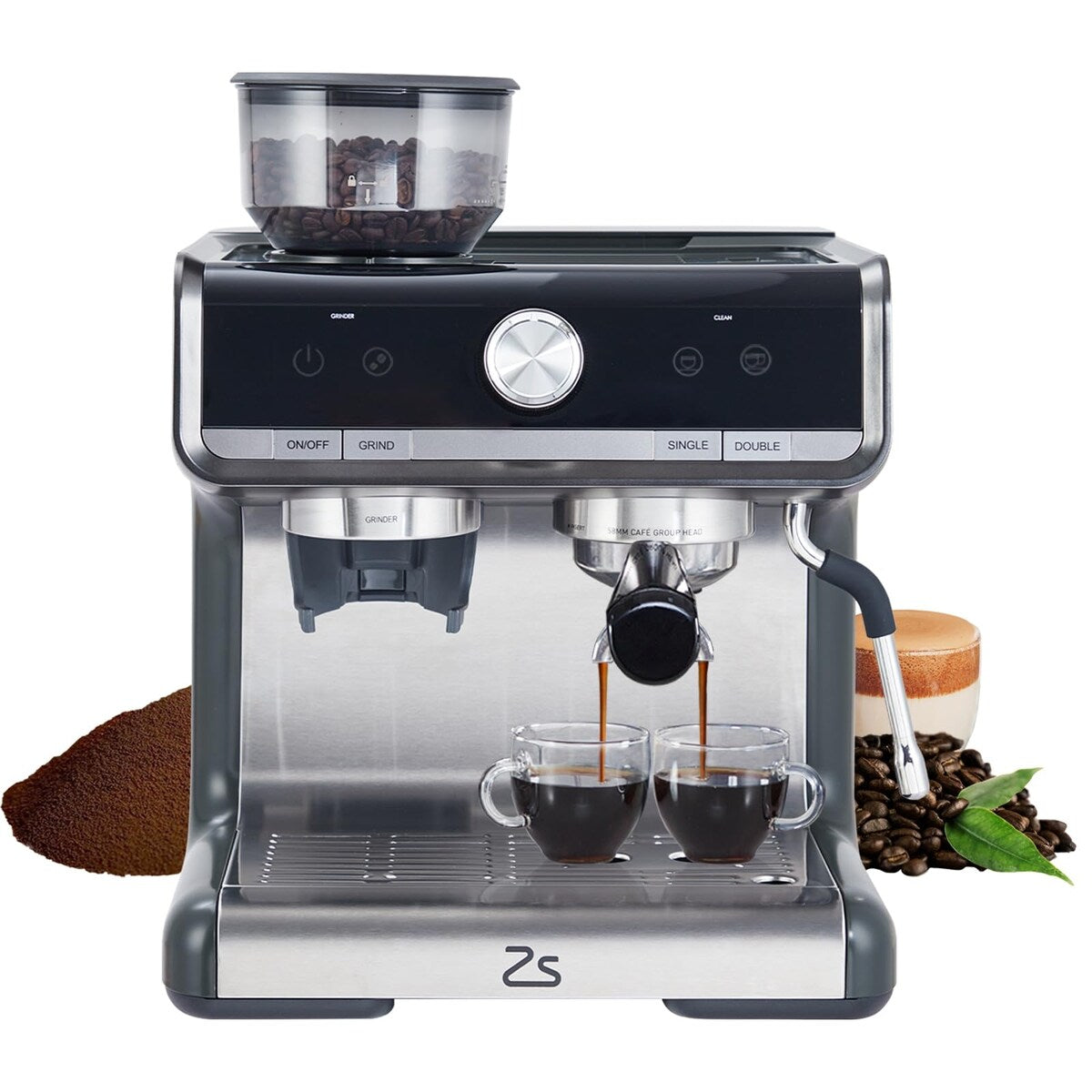 Espresso Coffee Maker, with Grinder, 2.8 L Water Tank
