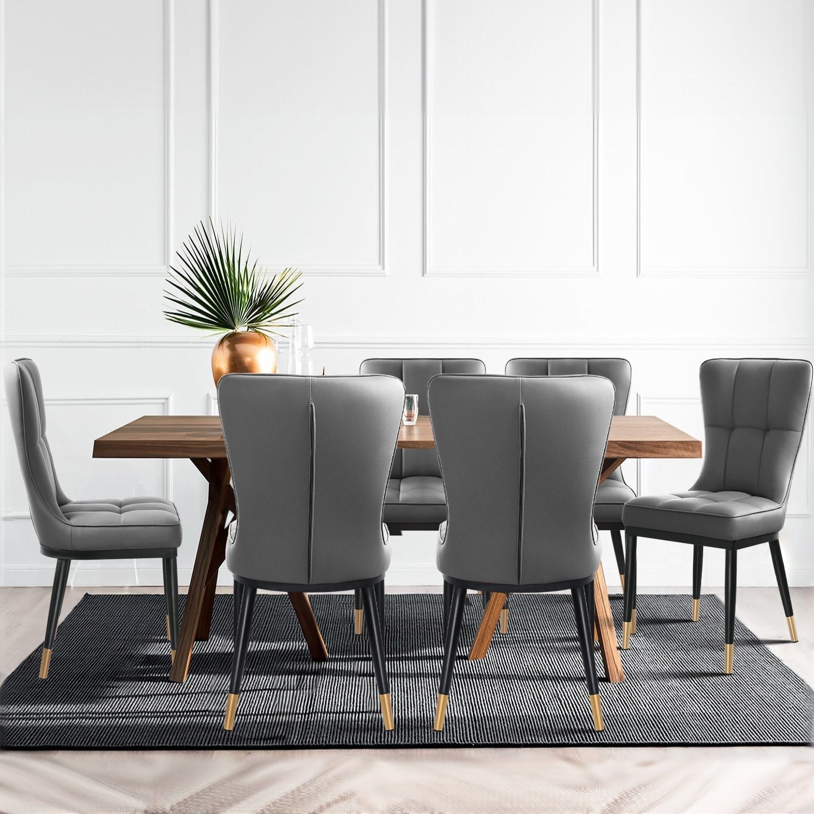 Faux Leather Upholstered Dining Chairs Set of 2/4
