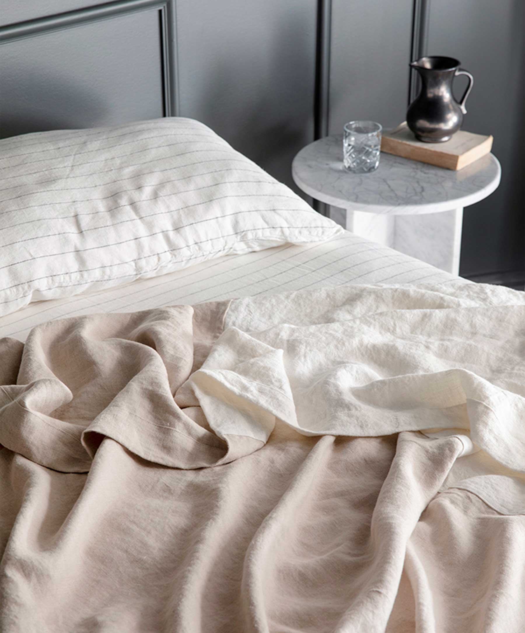 Set of 2 Linen Pillowcases - Pencil Stripe