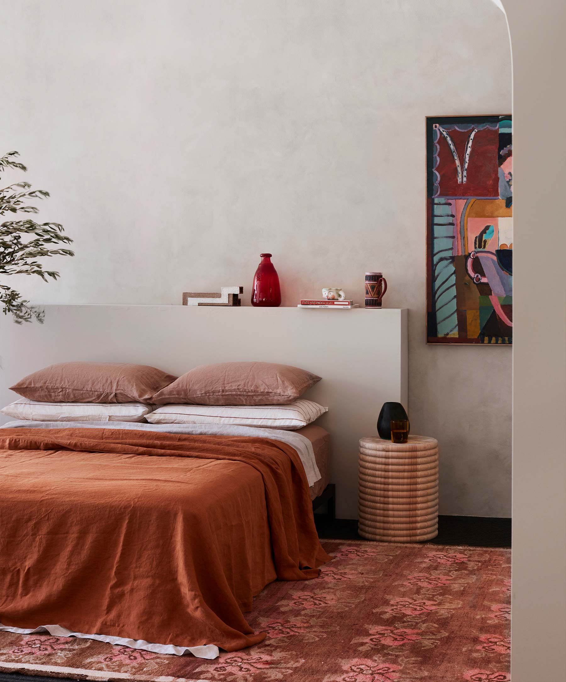 Linen Flat Sheet with Border - Smoke Gray