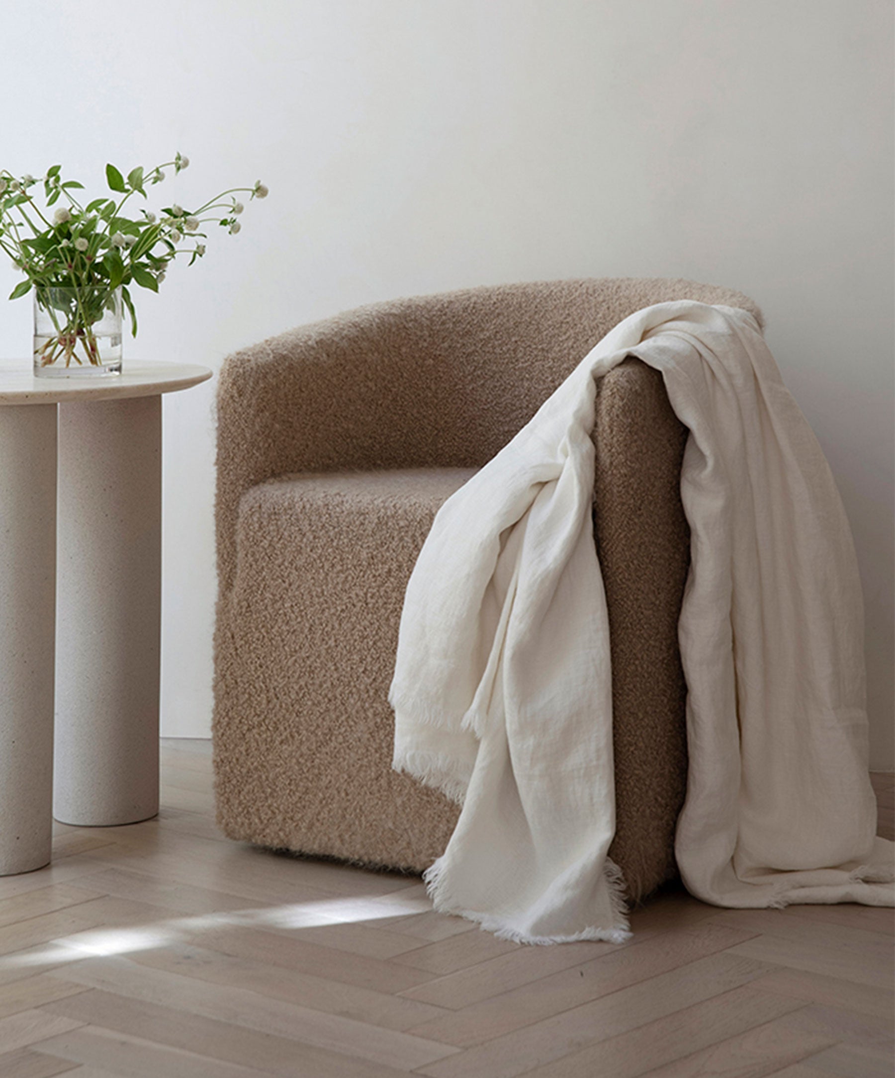 Freya Linen Throw - Snow