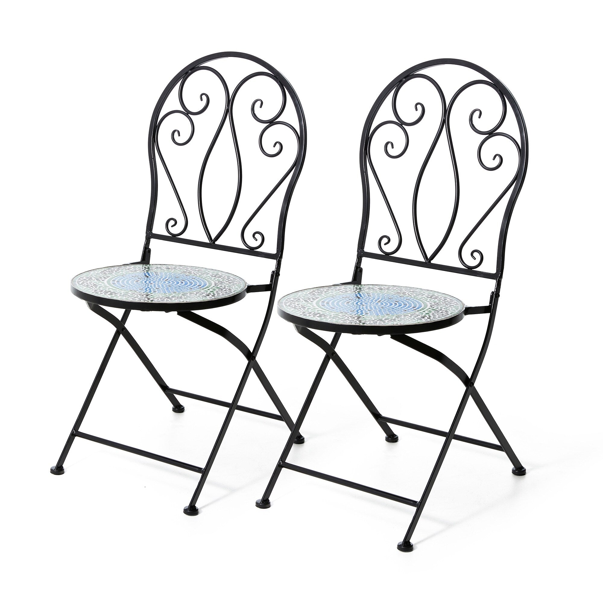 Glitzhome Outdoor Metal Folding Bistro Set 3PCS Patio Table Chairs