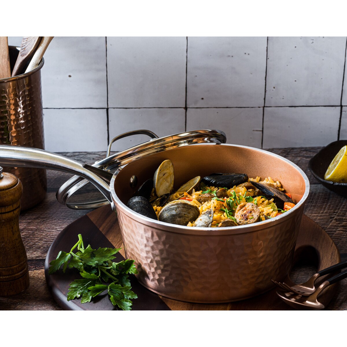 Gotham Steel Hammered 20pc Non Stick Cookware Set