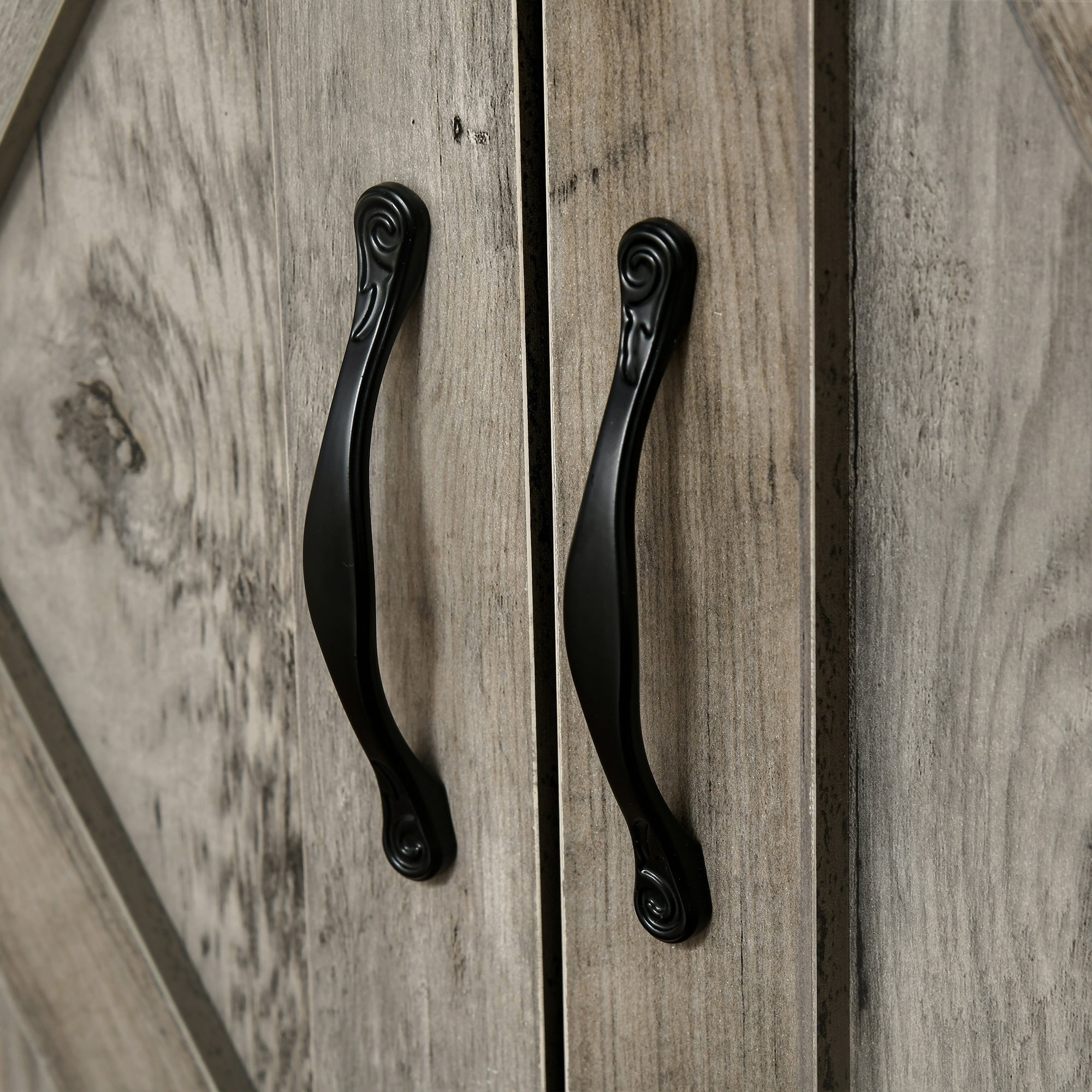 HOMCOM 32 Farmhouse Barn Door Style Sideboard Cabinet,Buffet Storage Cabinet Coffee Bar for Living Room or Entryway