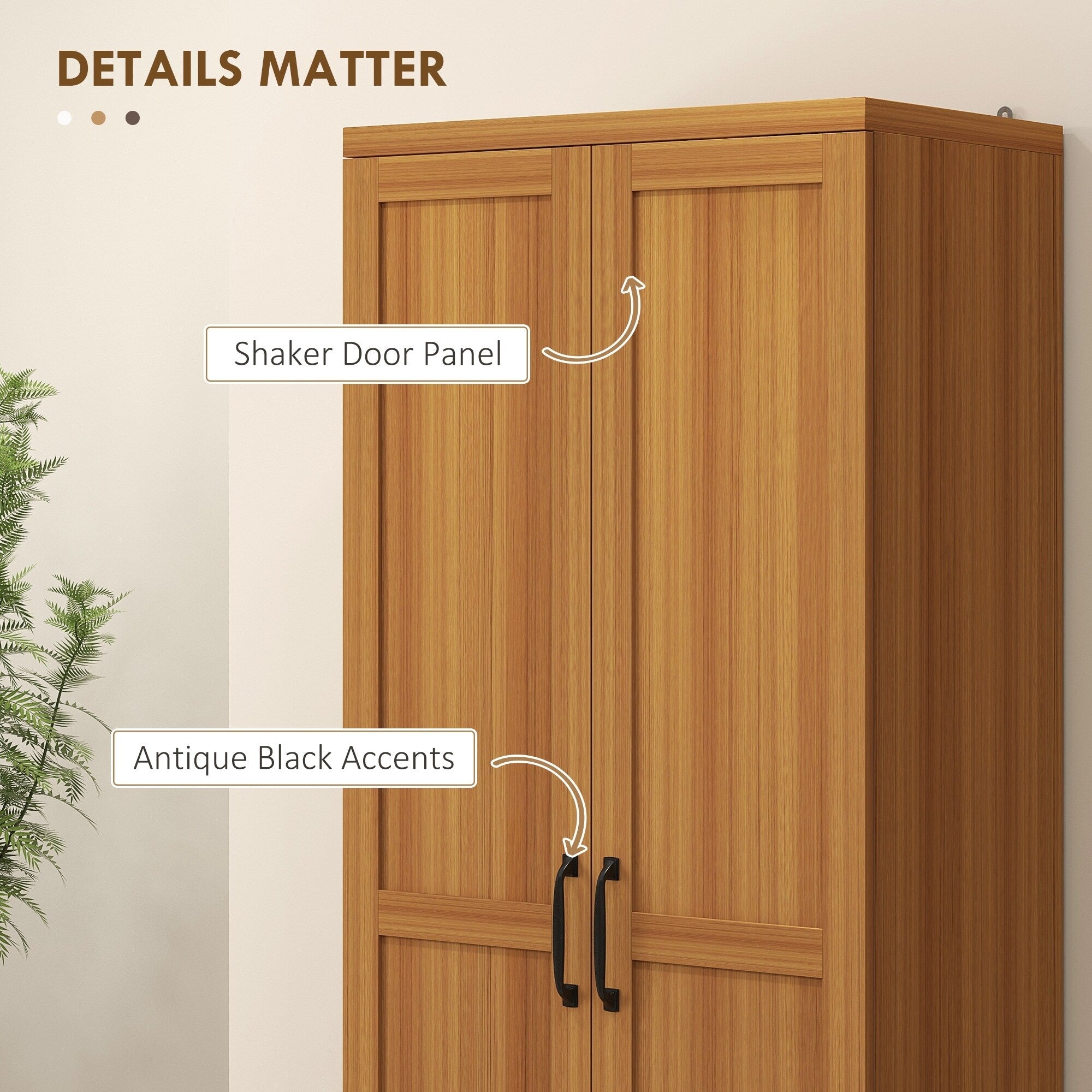 HOMCOM 63 2-Door Kitchen Pantry, Freestanding Storage Cabinet with 5-tier Shelving and 2 Adjustable Shelves for Dining Room