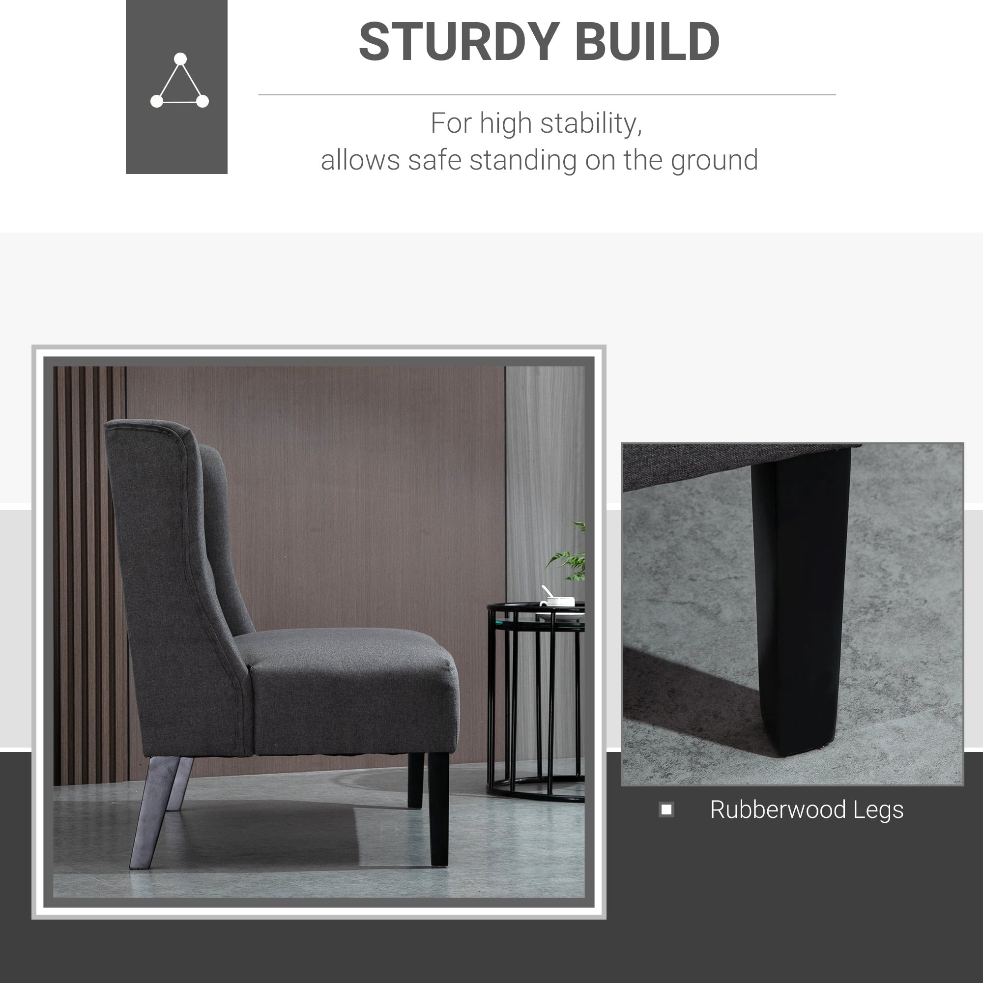 HOMCOM Linen Fabric Upholstery Double Sofa Tufted Loveseat Armless Couch Living Room Furniture with Wood Legs - 28.75*43.25*36.5